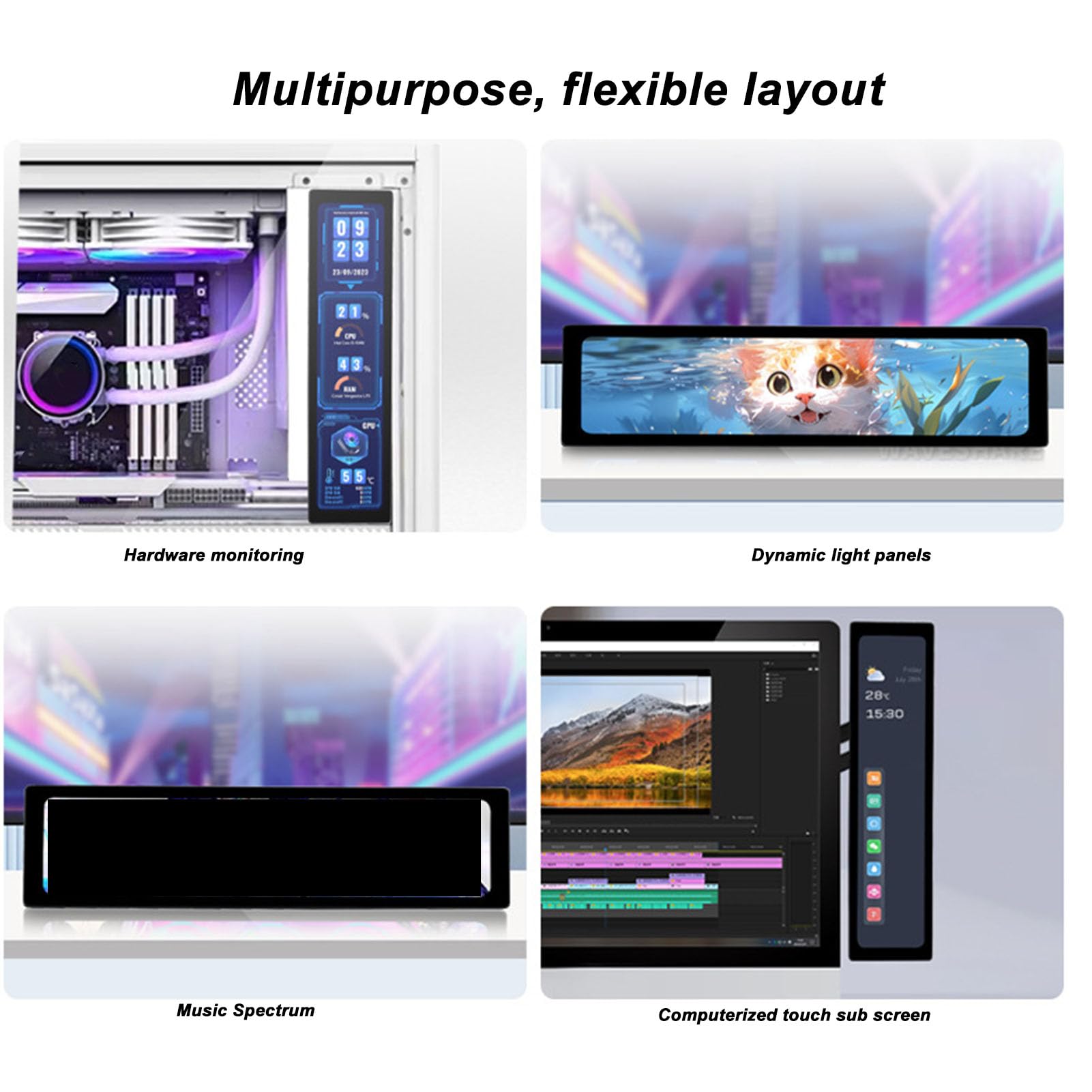 11.9 Inch Capacitive Touch Screen Monitor - High-Resolution Secondary Display with Protective Bezel for Photo Editing, Gaming & Office Work - Perfect for Graphic Designers, Streamers & Professionals
