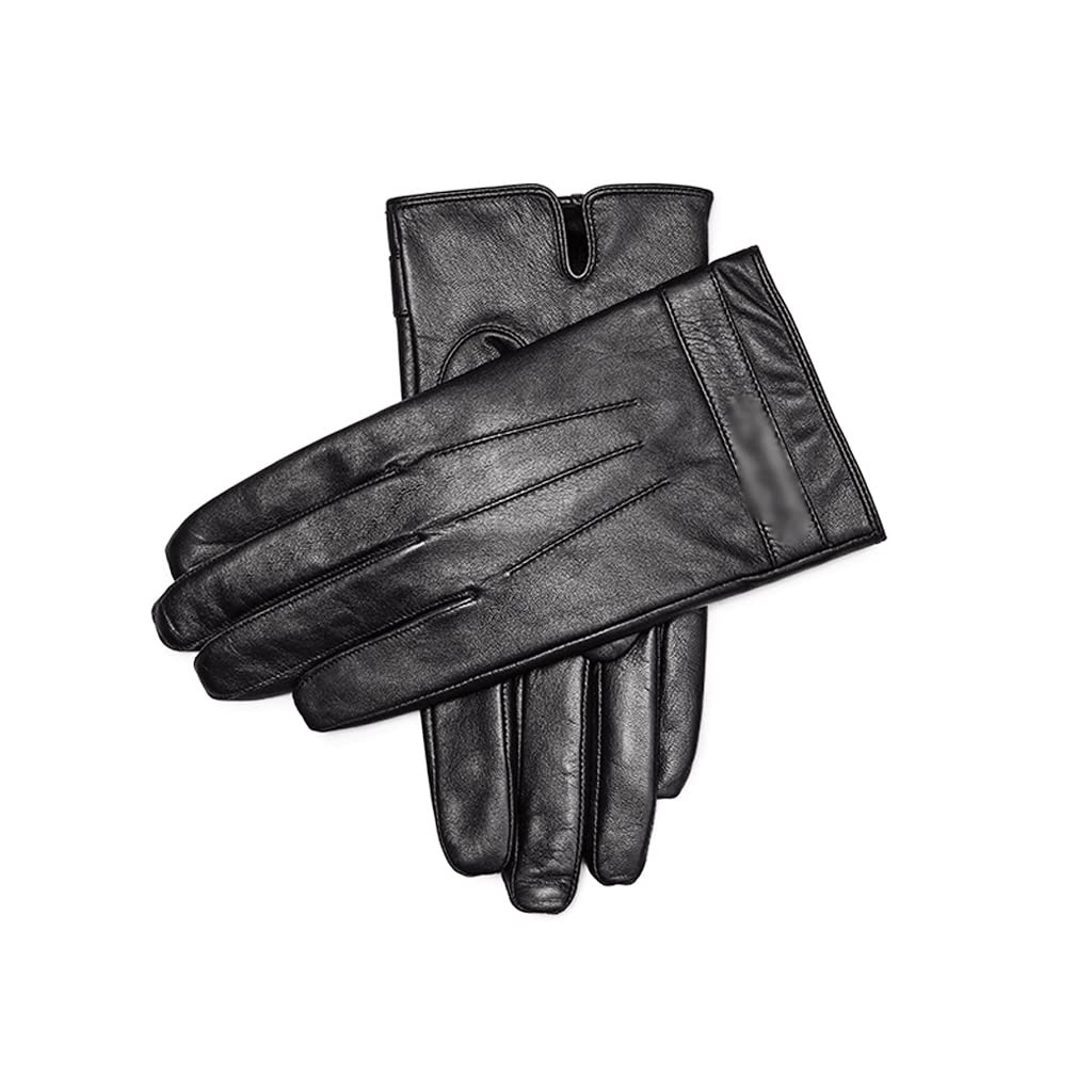 Men's Leather Touch Screen Gloves - Winter Warm Fleece Lined Gloves for Hiking, Cycling & Driving - Soft Cold Weather Gloves (Black, 26CM Hand Circumference) - Perfect for Outdoor Activities & Winter Gifts