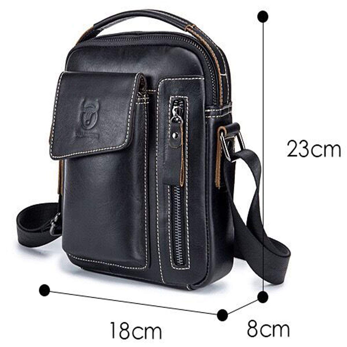 Genuine Leather Men's Small Shoulder Bag - Retro Lightweight Crossbody Satchel for Business, Casual, Sport, Hiking & Travel - Perfect for Everyday Use, Commuting and Outdoor Adventures