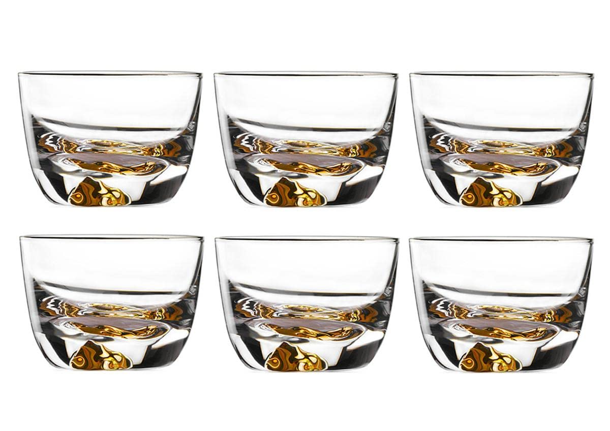 Handmade Japanese Kanayama Guinomi Sake Glass - Artisan Blown Glass with Gold Rim for Cold Sake, Sake Pot & Gift Box - Perfect for Japanese Cuisine, Birthday Gifts & Home Bar Accessories