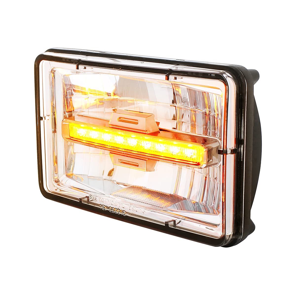 United Pacific 31151 ULTRALIT 4”x 6” Rectangular LED Headlight with Amber LED Position Light - Crystal Clear Lens - 9 LED Light Bar - High Beam - Single Unit - Perfect for Trucks, Jeeps & Off-Road Vehicles