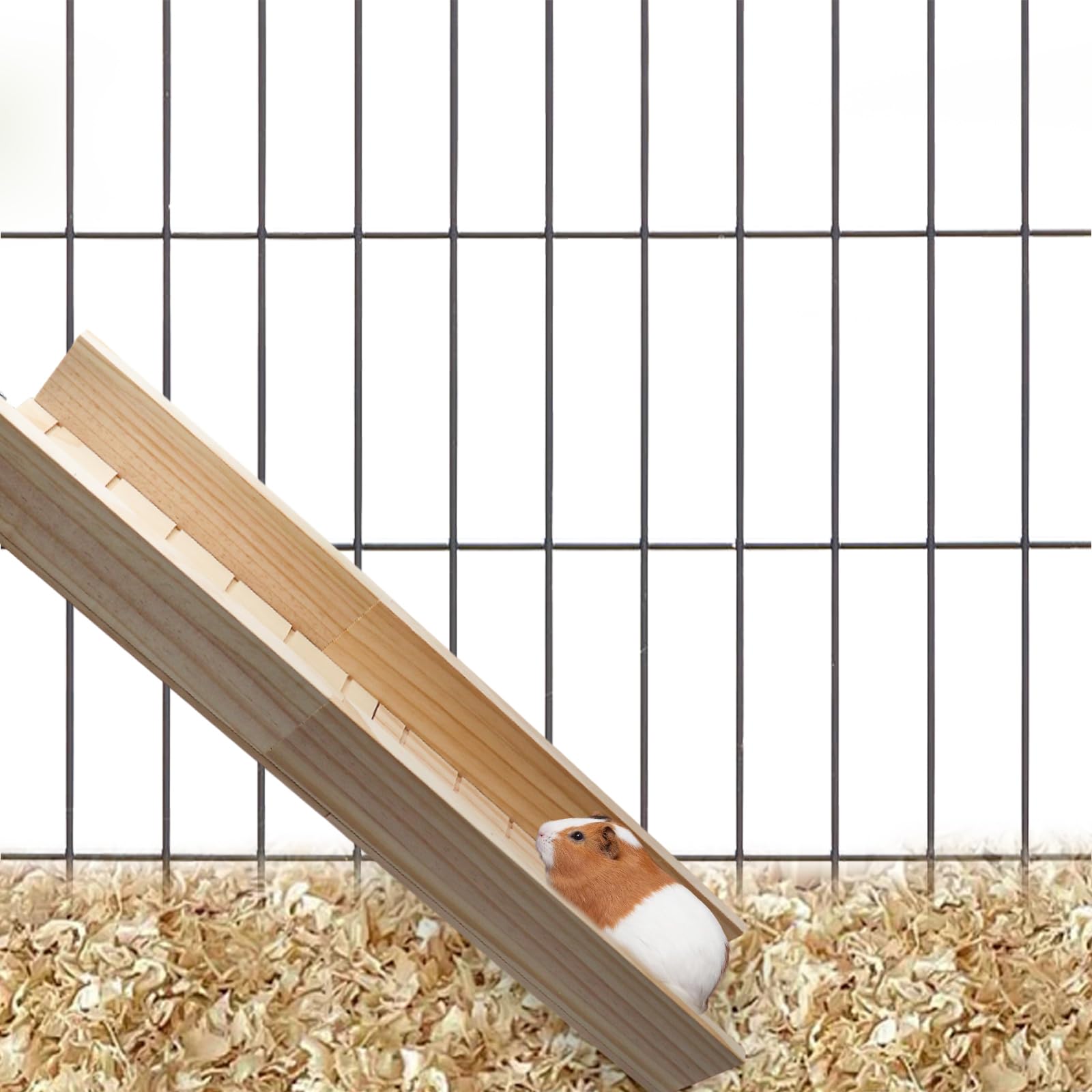 Wooden Guinea Pig Ramp for Cage - Hamster Ladder & Platform Toy - Small Animal Bridge Accessories for Guinea Pigs, Hamsters, Rats, Chinchillas & Squirrels - Perfect for Cage Climbing, Play & Exercise