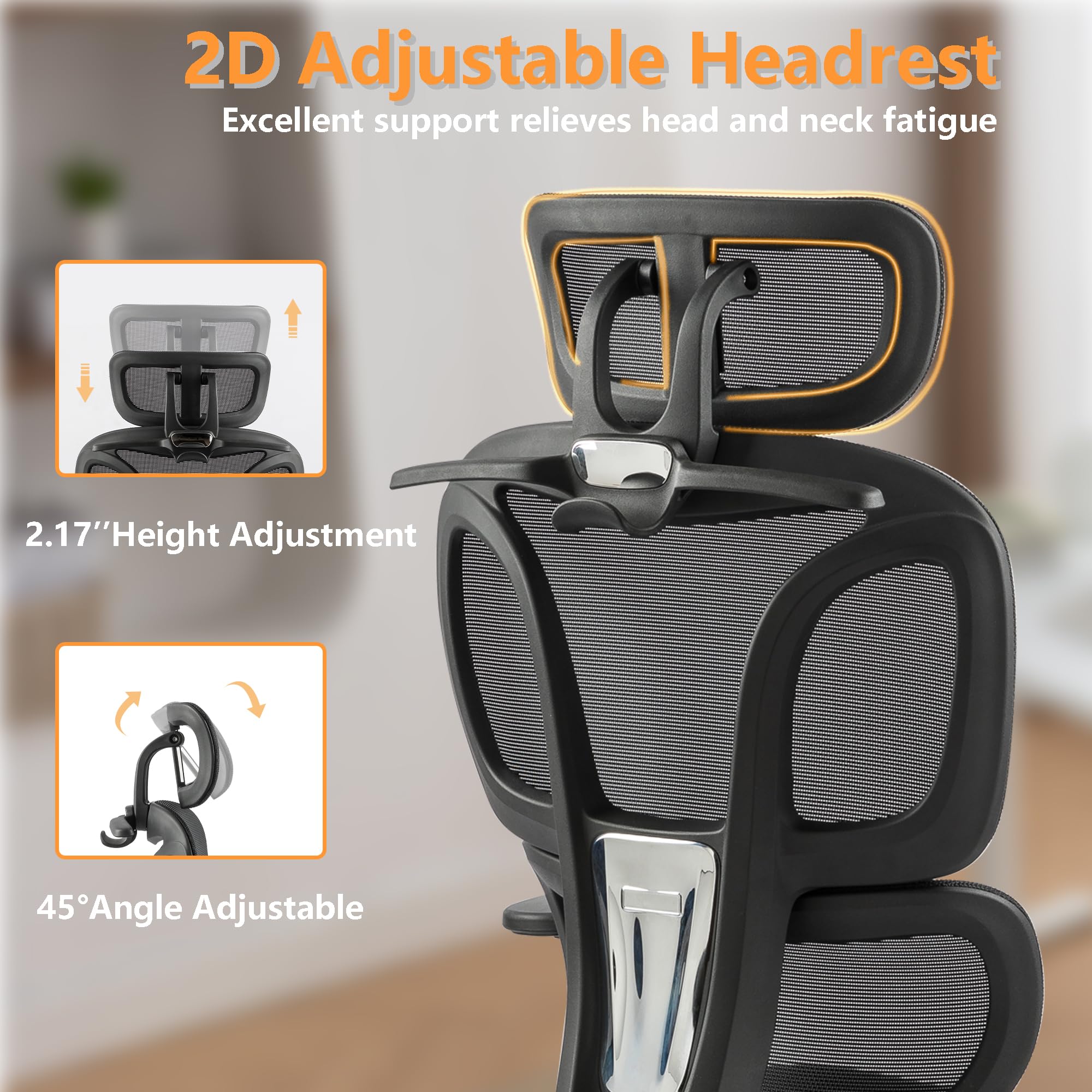 FLEXISPOT Big and Tall Ergonomic Mesh Office Chair - Adjustable Computer Desk Chair with Footrest, Lumbar Support & 360° Swivel - Black Mesh Executive Chair for Home Office & Gaming Setup