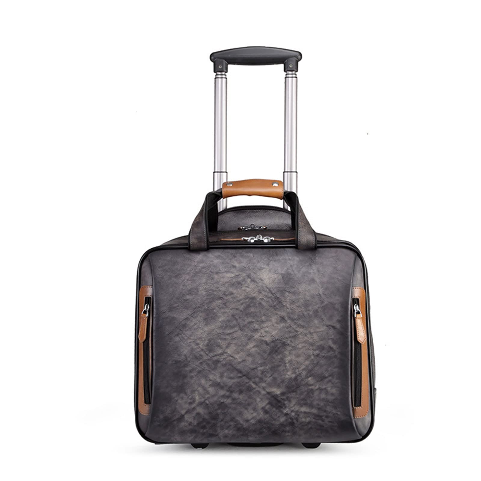Vintage Leather Men's Travel Bag - Retro Trolley Luggage with Top Grain Leather, Fashionable Carry-On Boarding Bag for Business Trips & Weekend Getaways (Purple)