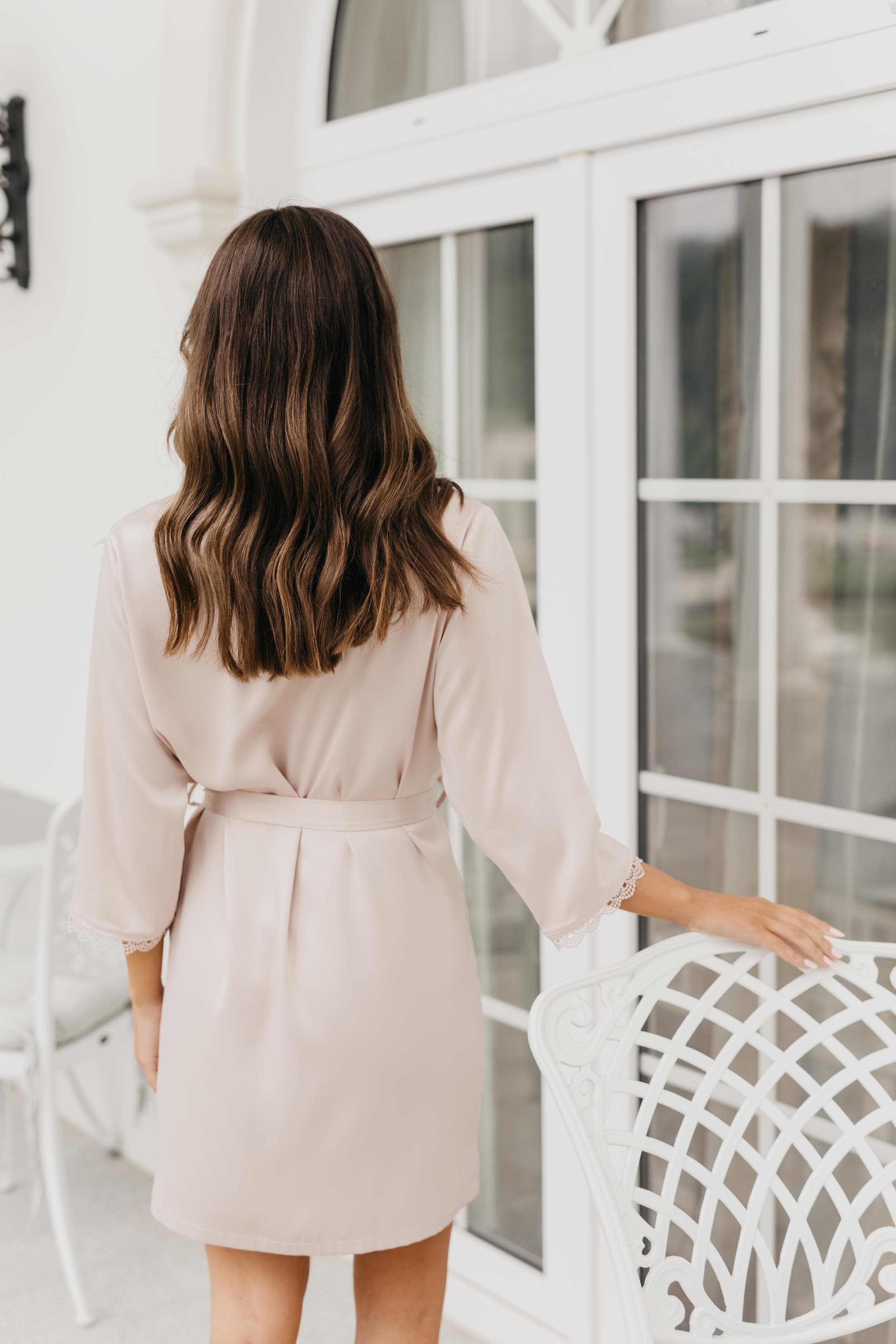 Ellie Lace Trim Robe - Elegant Women's Lingerie Nightgown for Bridal, Honeymoon & Special Occasions | Soft Comfortable Sleepwear for Bedroom & Boudoir