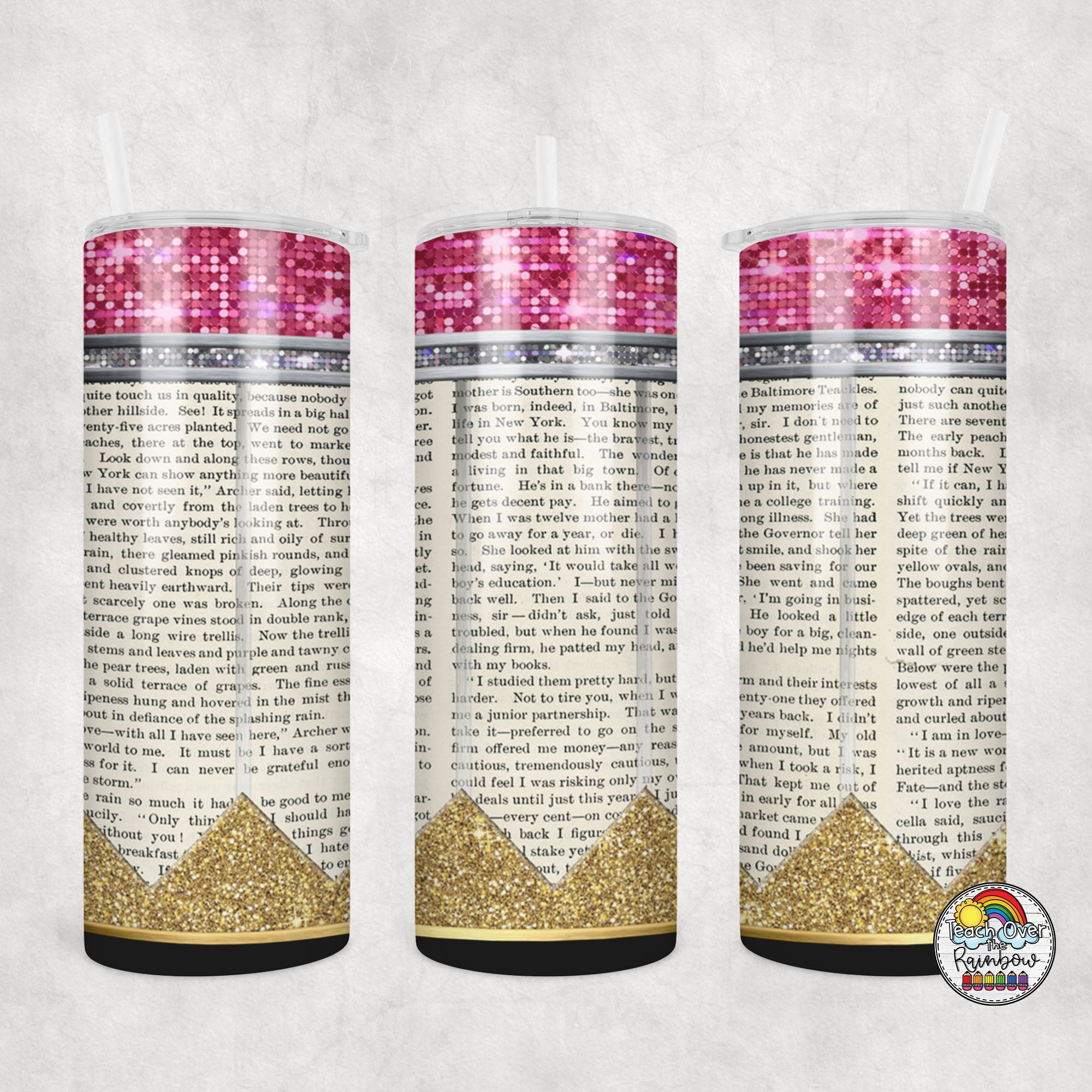 Chapter Book Pencil Tumbler - Insulated Stainless Steel Water Bottle with Lid for Kids, Students & Teachers - Perfect for School, Office & Reading Time
