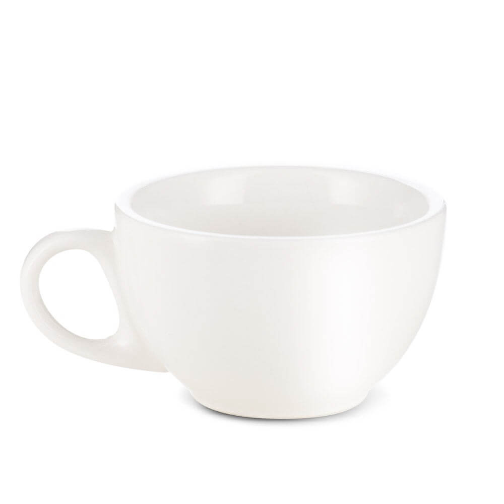Premium White Porcelain Latte Cup & Saucer Set - 12oz (355ml) for Espresso & Coffee - Perfect for Home Cafes, Coffee Shops & Gifts