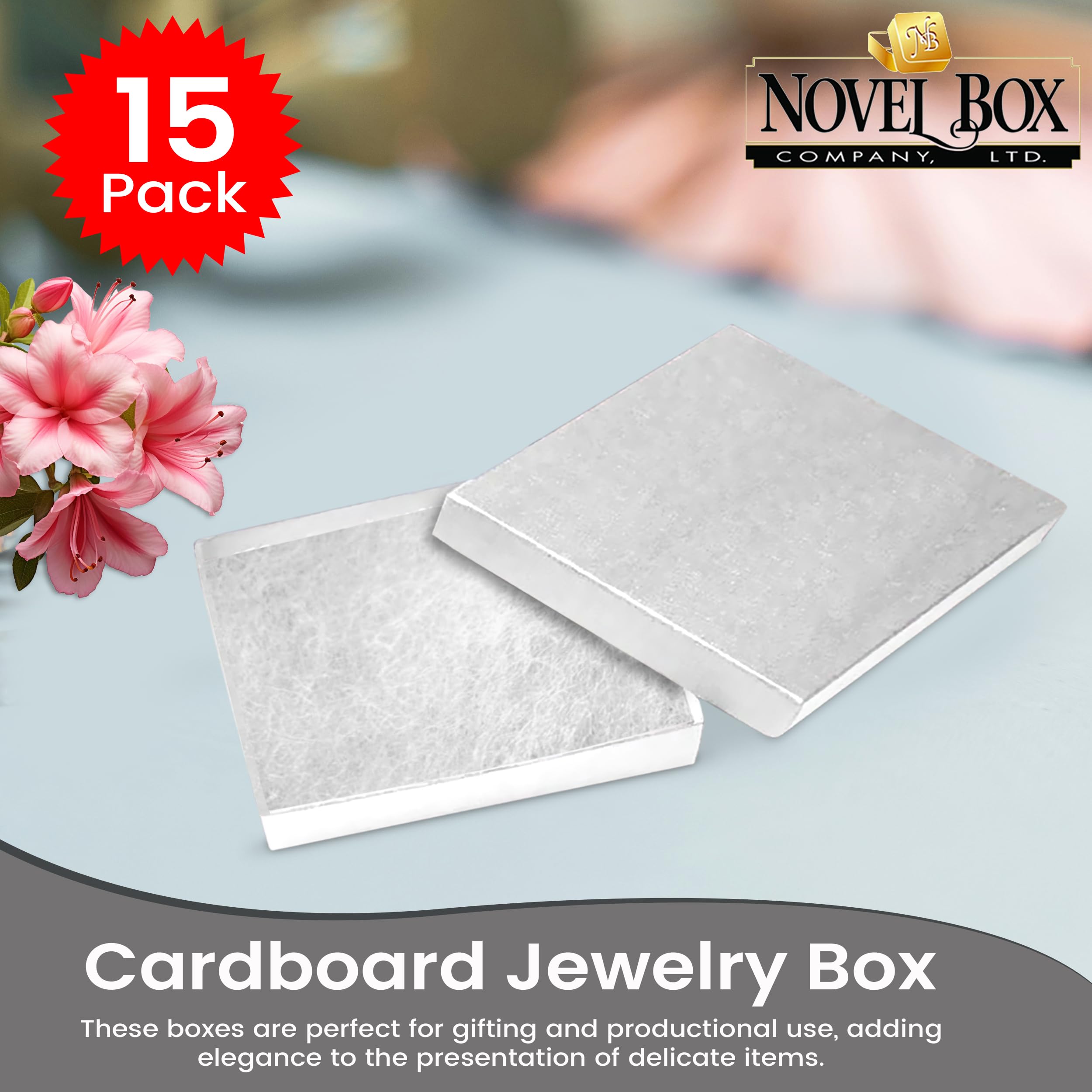 15 Pack White Jewelry Gift Boxes 3.5x3.5x0.87 Inches - Premium Cotton Filled Cardboard Jewelry Storage Box with Lids - Made in USA - Perfect for Bracelets, Necklaces, Rings & Earrings - Great for Gift Wrapping, Wedding Favors & Retail Display