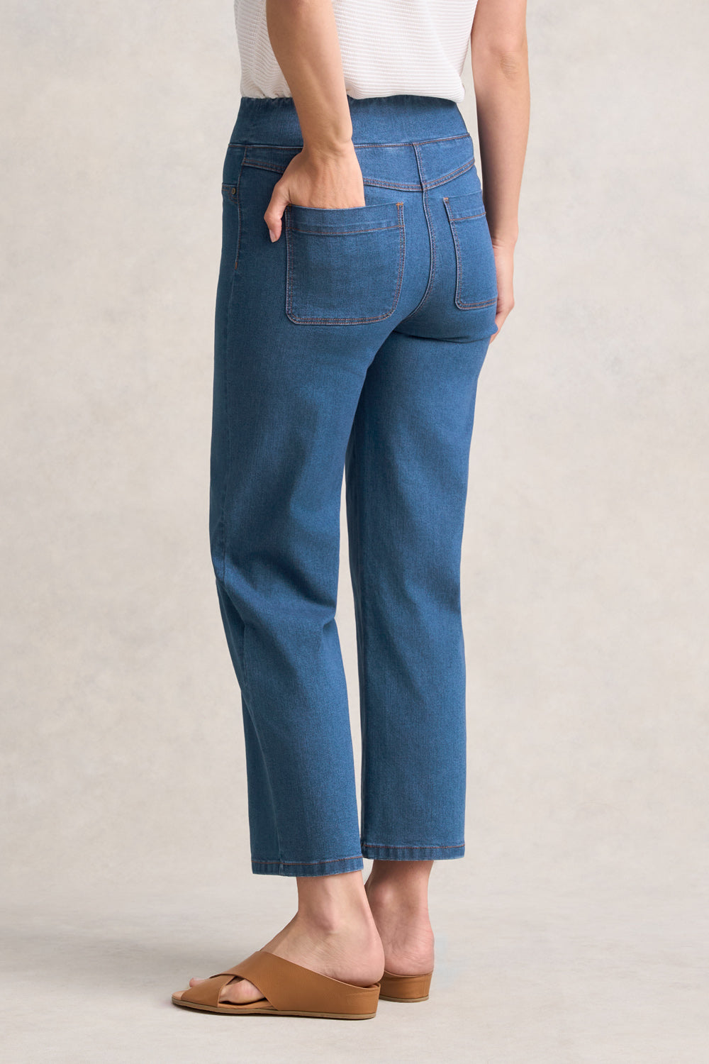 Bengajean 7/8th Relaxed Fit Dark Denim Jeans for Women - Comfortable Stretch Jeans for Casual Wear & Everyday Outfits
