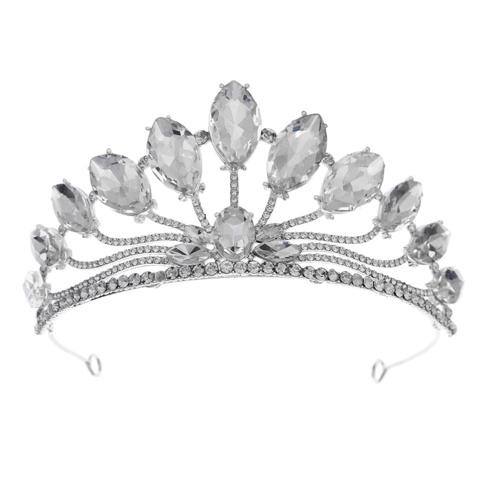 Elegant Marquise Rhinestone Crown Wedding Tiara - Vintage Baroque Crystal Hair Hoop Headband for Brides, Women's Headdress - Perfect for Weddings, Prom, Pageants & Special Occasions