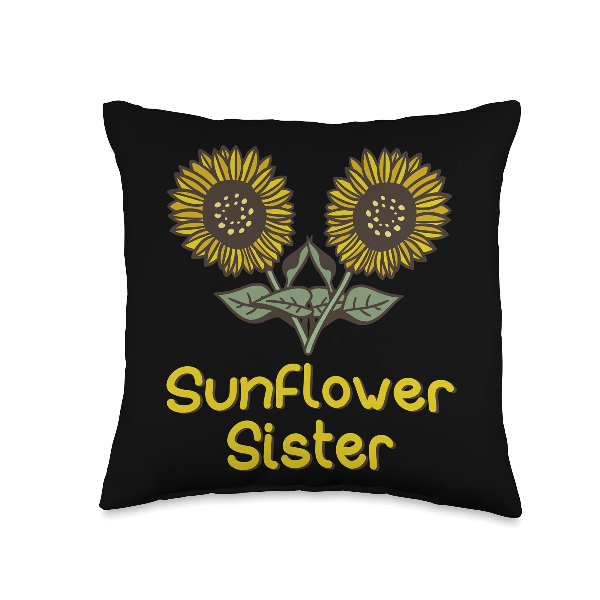 Sunflower Sister - Decorative Sunflower Throw Pillow for Couch, Bed & Outdoor Garden - Soft Farmhouse Home Decor Accent