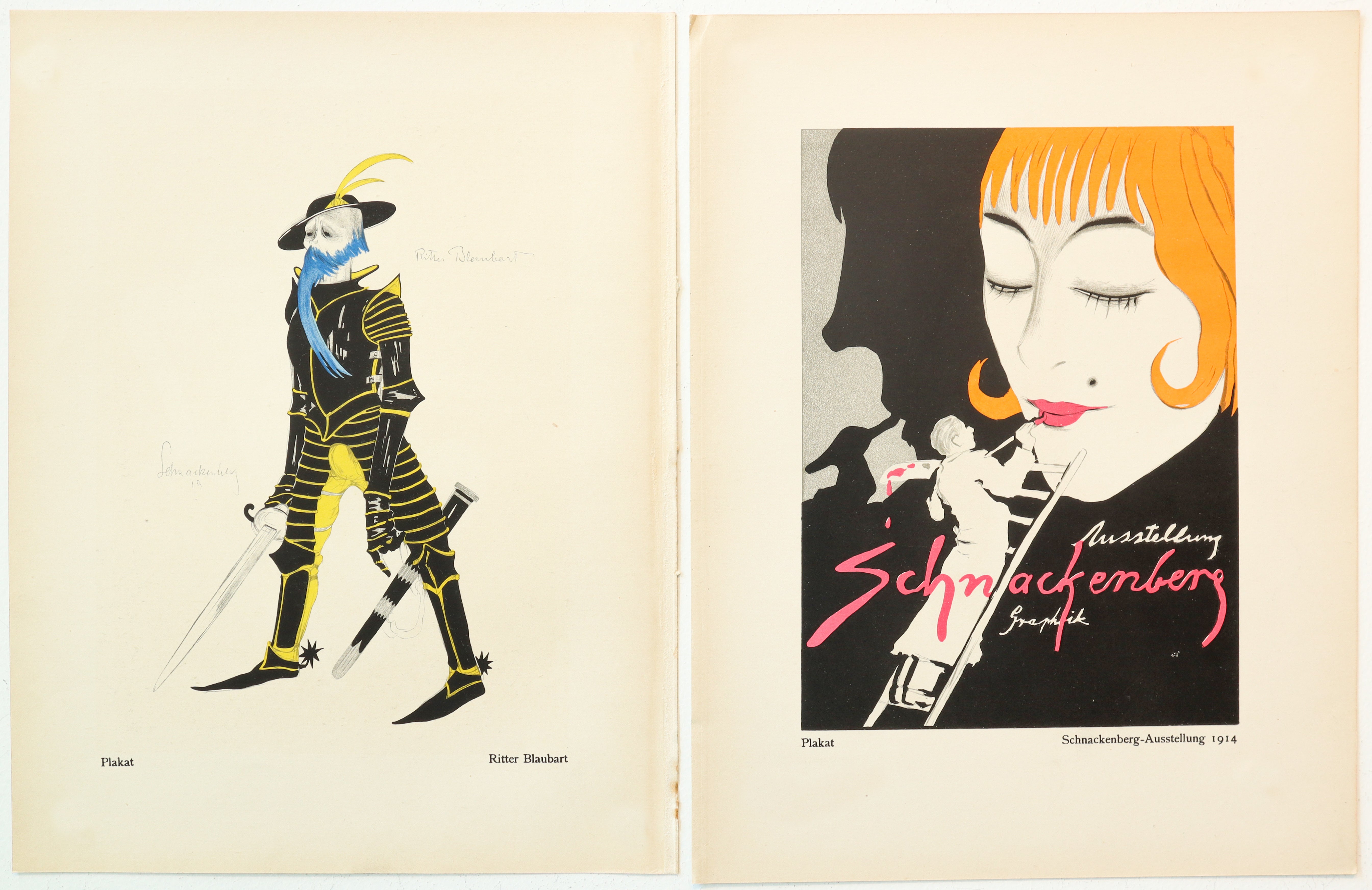 1922 Original German Art Deco Poster - Ritter Blaubart by Schnackenberg Exhibition (Recto/Verso) - Vintage Wall Art for Home & Office Decor