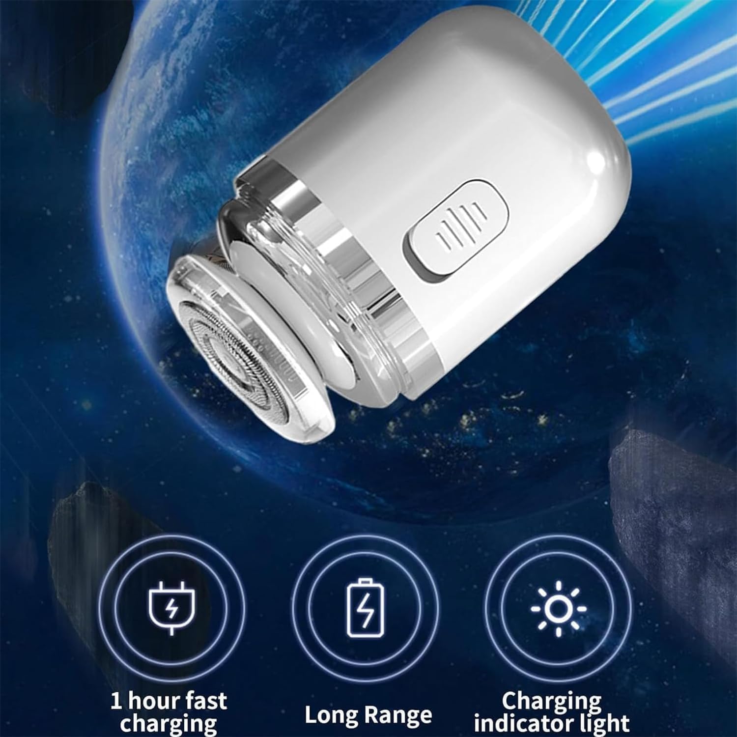 Portable Electric Shaver for Men - Mini Capsule Razor with Nose Hair Trimmer, Waterproof & Rechargeable - Perfect for Travel, Gym & Daily Grooming (White)