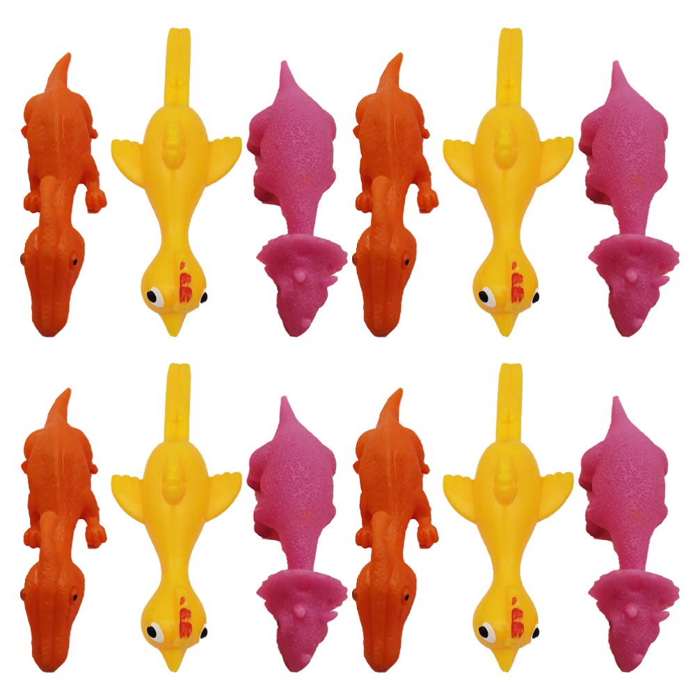 Amosfun 12pcs Turkey Slingshot Toy - TPR Funny Flying Chicken Prank Prop for Outdoor Games, Party Gags & Practical Jokes (Random Style)
