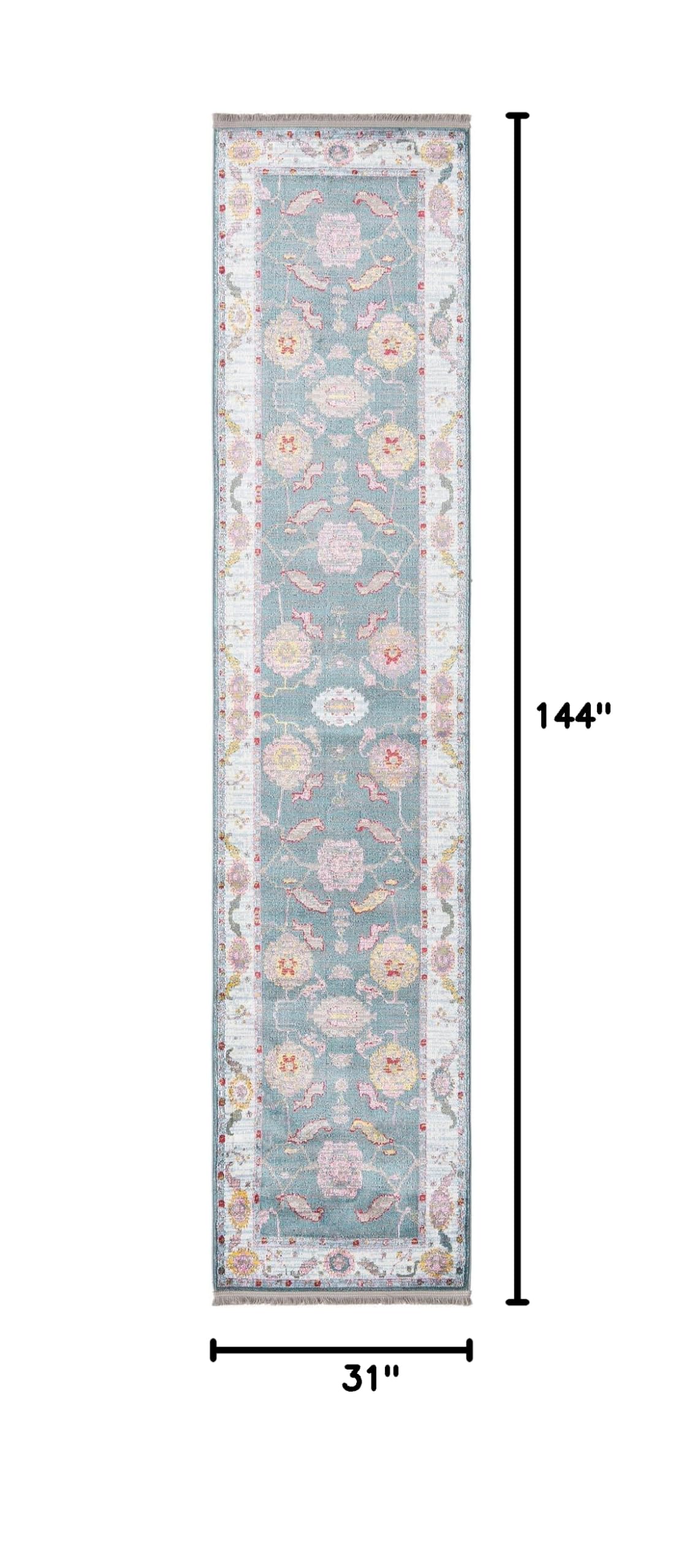 Paragon Collection 12 Ft Runner Rug - Soft Medium-Pile Gray Blue Carpet for Hallways & Entryways | Durable Non-Slip Living Room & Bedroom Area Rug
