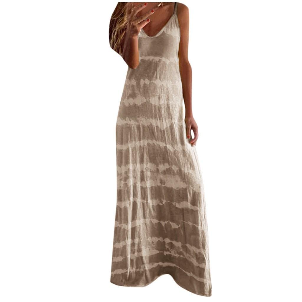 Women's Summer Dress - KAMEMIR V-Neck Sleeveless Casual Sundress for Beach, Seaside & Vacation | Lightweight Flowy Dress for Outdoor Activities, Travel & Daily Wear