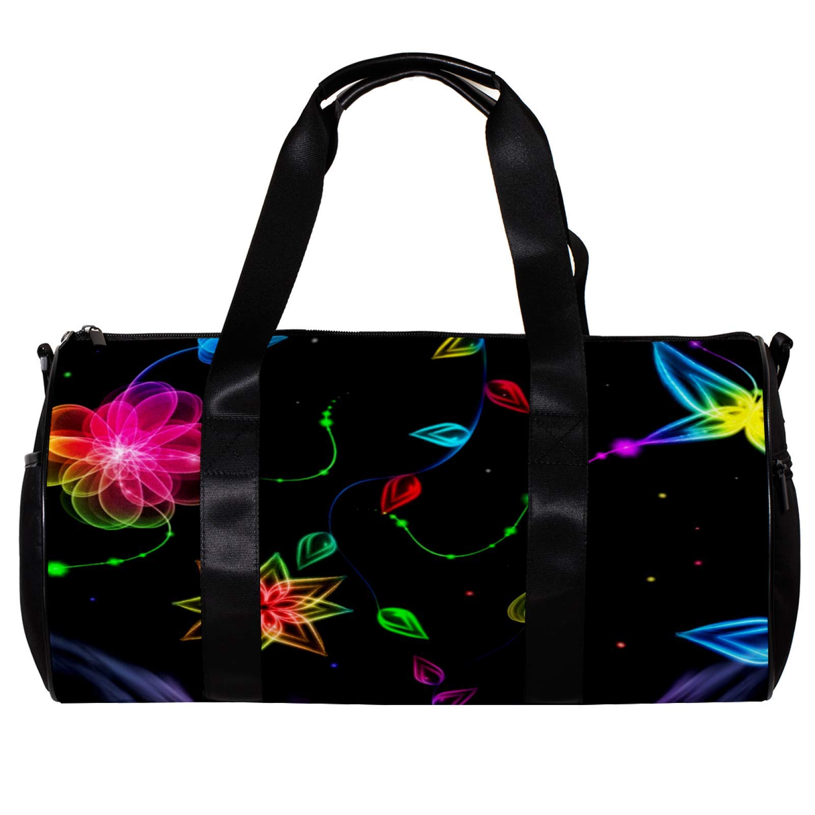 MaMacool Round Gym Sports Duffel Bag with Detachable Shoulder Strap - Waterproof Abstract Colorful Pattern Training Handbag for Men & Women - Perfect for Gym, Travel, Yoga & Overnight Trips