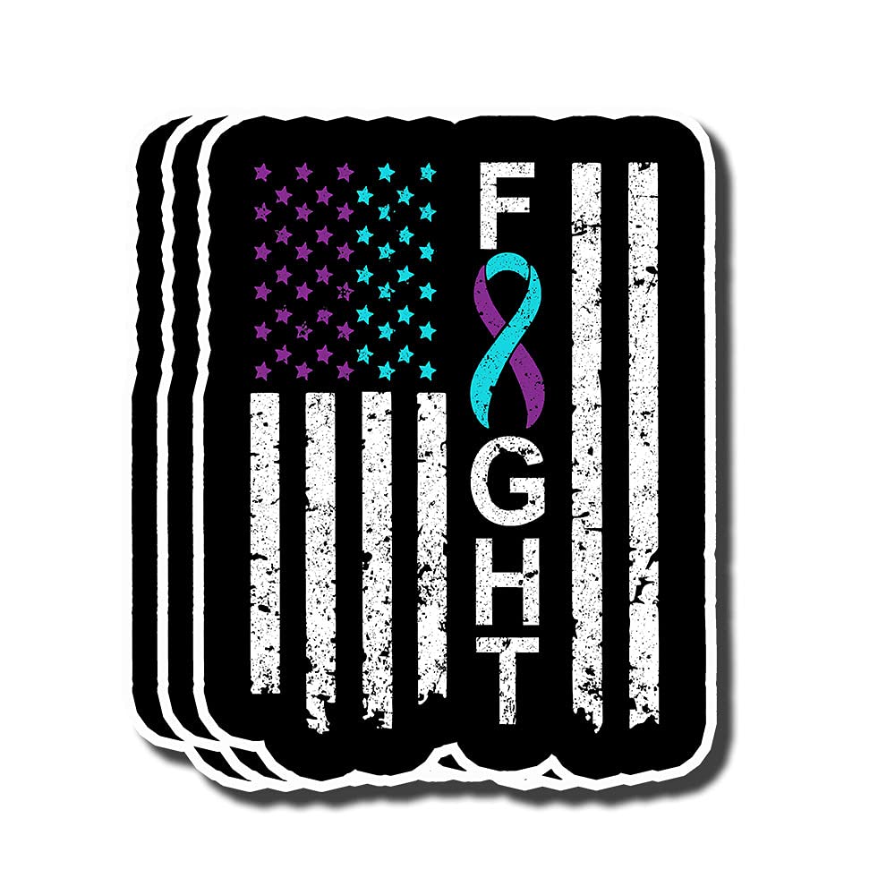 Suicide Prevention Awareness Stickers - 3-Pack American Flag Distress Decals for Laptop, Car, Helmet & Water Bottle | Mental Health Support, Window & Bumper Decor