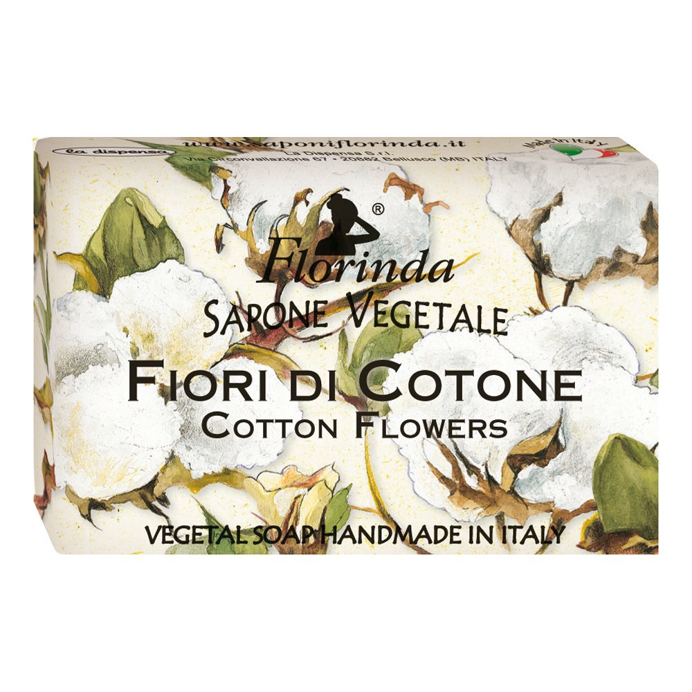 Florinda Flowers Cotton Scented Vegan Soap Bar 50g (1.76oz) - Natural Handmade Bath Soap for Sensitive Skin & Eco-Friendly Gifts
