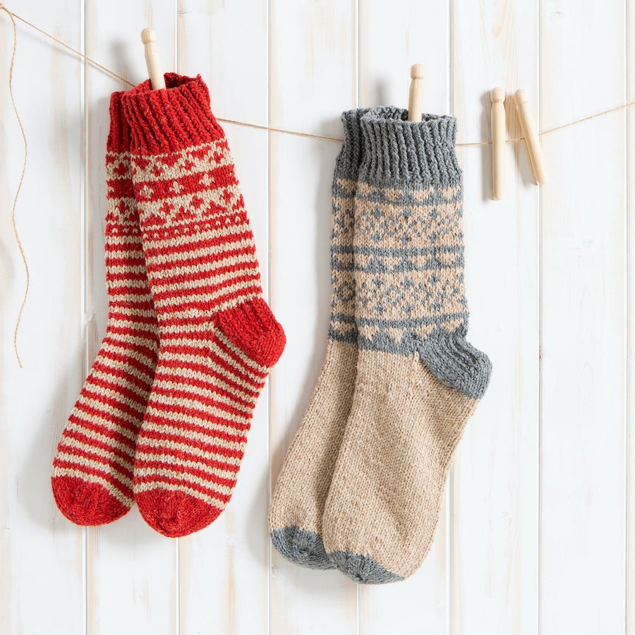 Fair Isle Socks Knitting Kit - Complete DIY Knitting Set with Yarn, Needles & Pattern - Perfect for Beginners & Advanced Knitters - Cozy Handmade Socks for Winter & Gift Giving