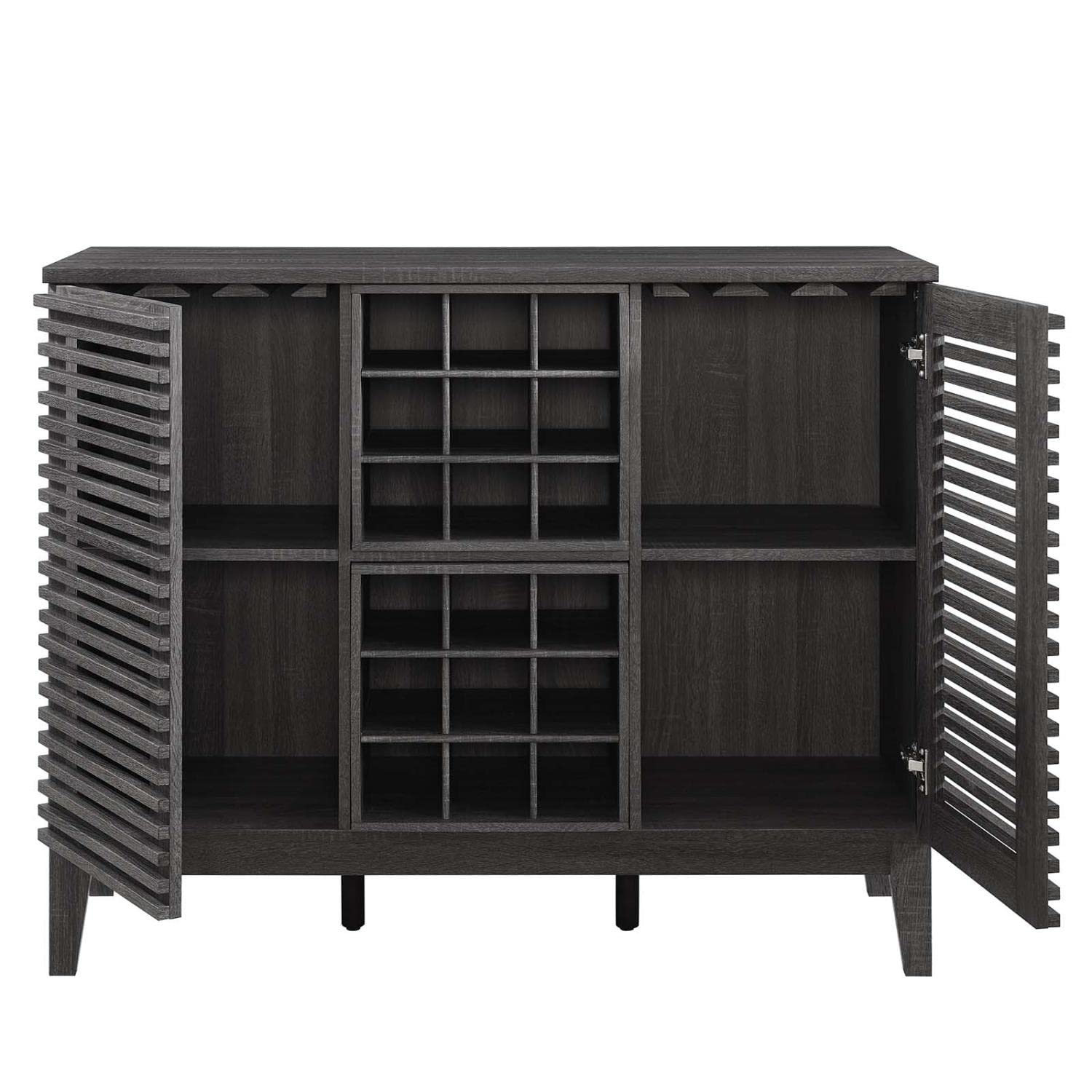 Mid-Century Modern Wine Bar Cabinet - Modway Render Charcoal Wood Storage Cabinet 17