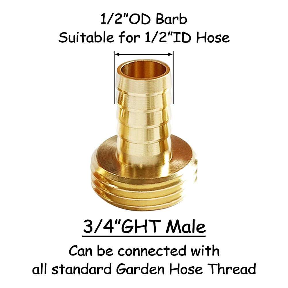 Premium Solid Brass Garden Hose Repair Connector Kit - Heavy Duty 1/2