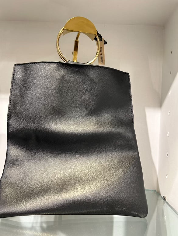 Elegant Black Folding Clutch with Gold Hoop Straps - Perfect for Evening Parties, Weddings & Special Occasions