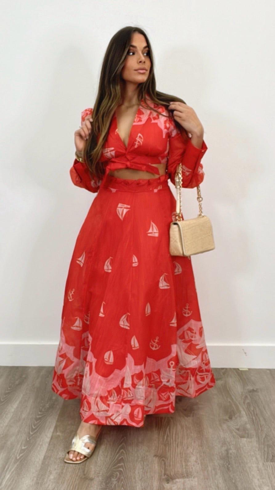 Portofino Red Set - Elegant and Stylish Outfit for Women | Perfect for Casual Wear, Date Nights, and Special Occasions