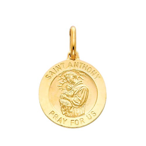 14K Yellow Gold Saint Anthony Medal Pendant with 1.2mm Cable Chain Necklace - Religious Jewelry for Men & Women - Perfect for Baptism, First Communion, Confirmation & Everyday Faith Wear