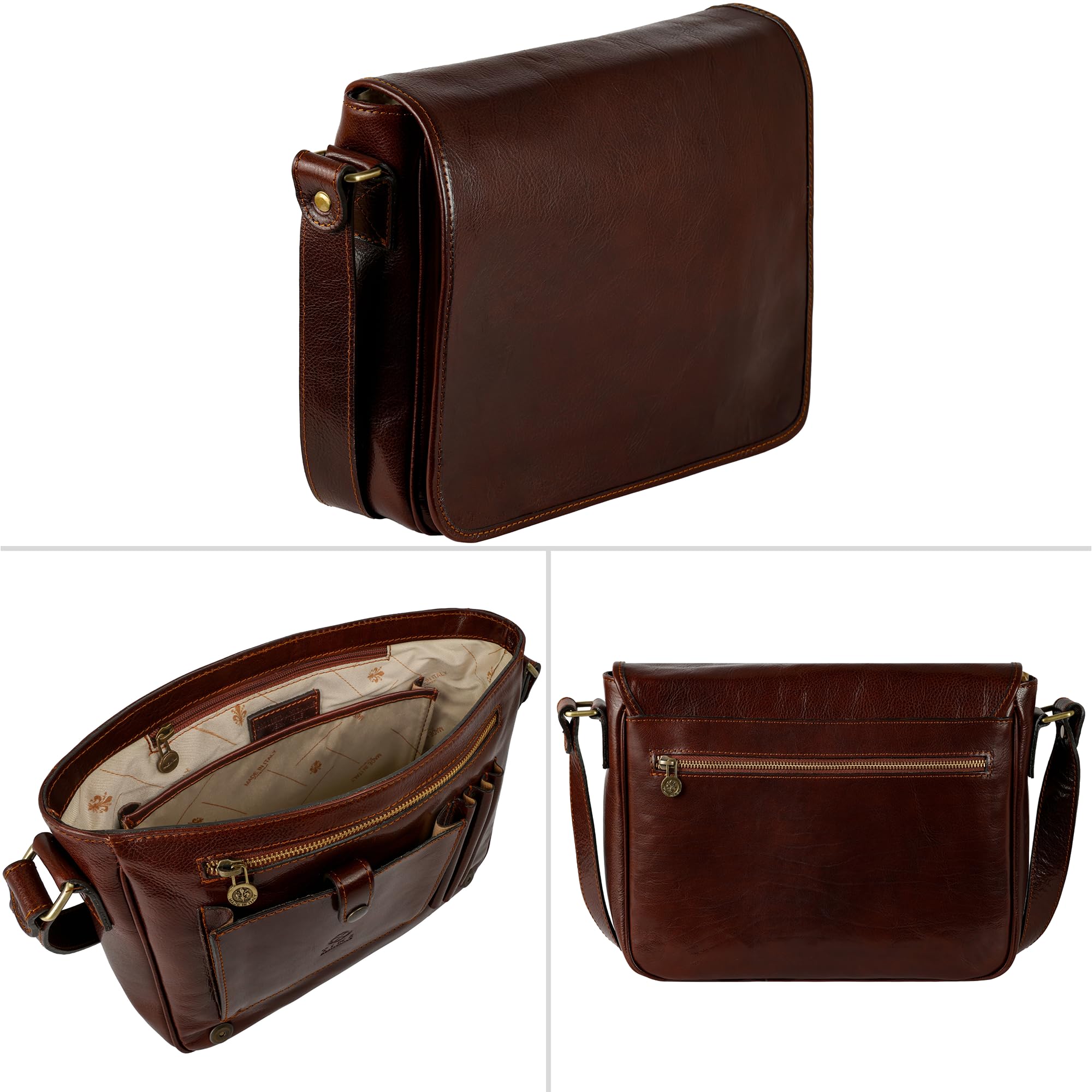 Premium Italian Leather Messenger Bag for Men - Handmade Crossbody Shoulder Bag with Time-Resistant Quality | Perfect for Work, Travel & Daily Commute
