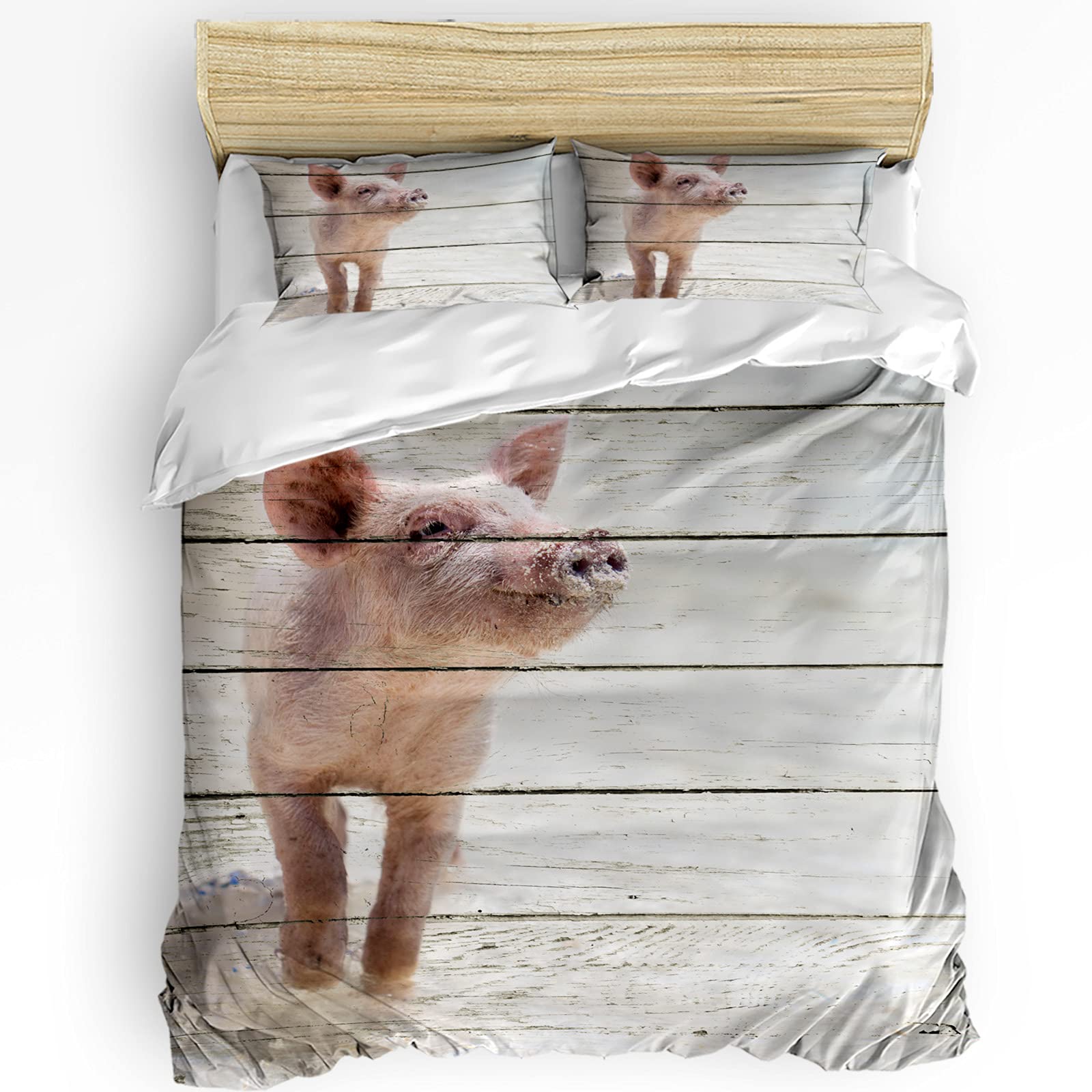 Funny Pig 3-Piece Comforter Set - Full Size Bedding with Duvet Cover & Pillow Shams for Teens, Boys & Girls | Cute Woodland Farmhouse Theme | Perfect for Kids' Bedrooms, Dorm Rooms & Cozy Farmhouse Decor