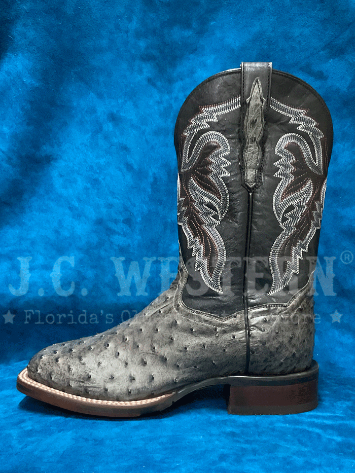 Dan Post DP5013 Men's ALAMOSA Square Toe Cowboy Boots - Genuine Ostrich Leather, Grey - Perfect for Western Wear, Rodeo & Country Fashion