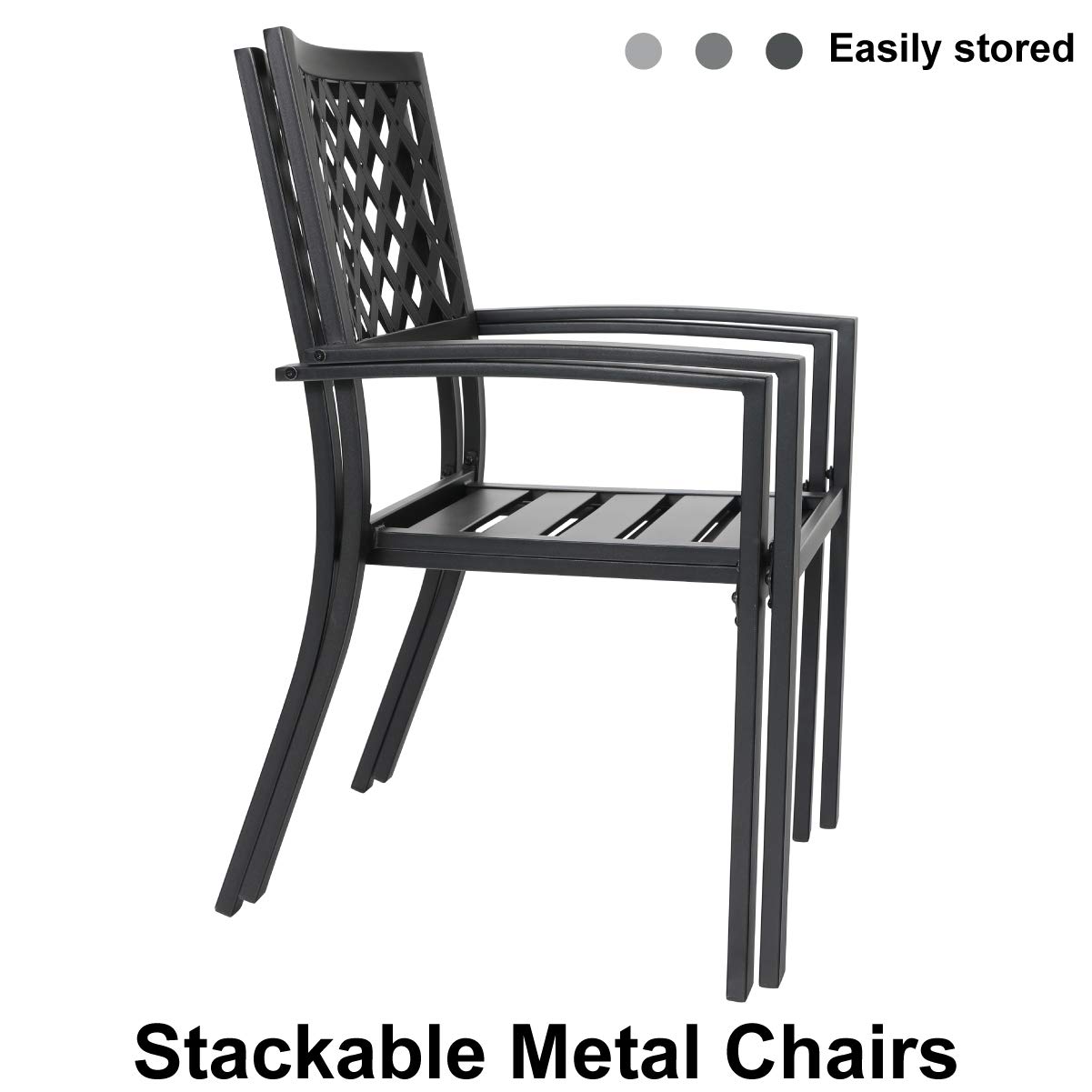 MFSTUDIO 3-Piece Black Metal Patio Bistro Set - Outdoor Dining Furniture with 2 Wrought Iron Chairs & Coffee Table - Perfect for Garden, Balcony, Backyard, and Poolside Relaxation