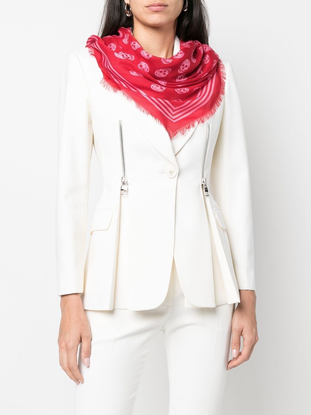 Alexander McQueen Red Scarves - Luxury Fashion Accessories for Women, Perfect for Gifts, Parties, and Winter Outfits