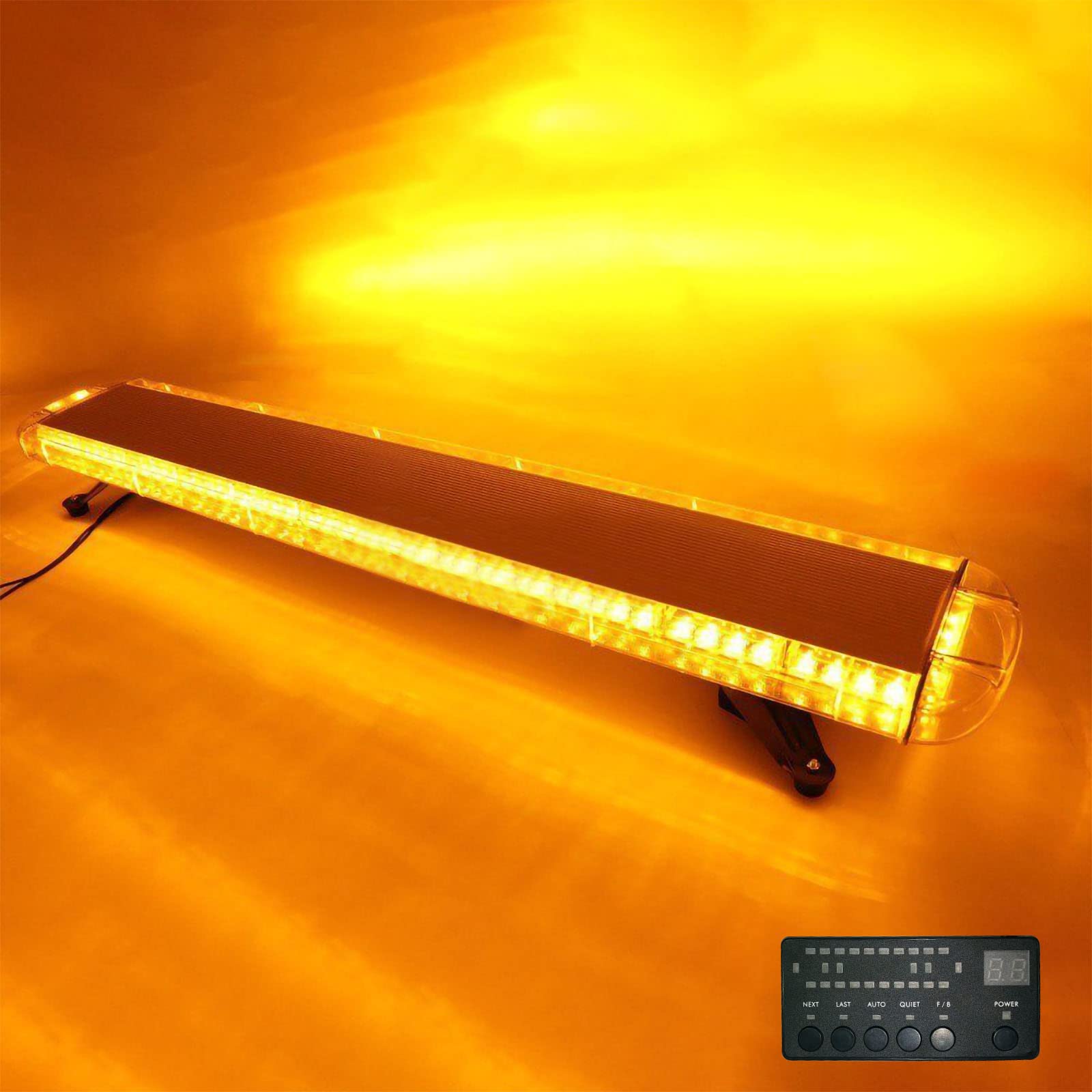 47 Inch Amber 12V-28V LED Strobe Light Bar - High Visibility Emergency Beacon for Trucks, Trailers & Wreckers | Durable Flashing Warning Light for Roadside Safety & Vehicle Alerts