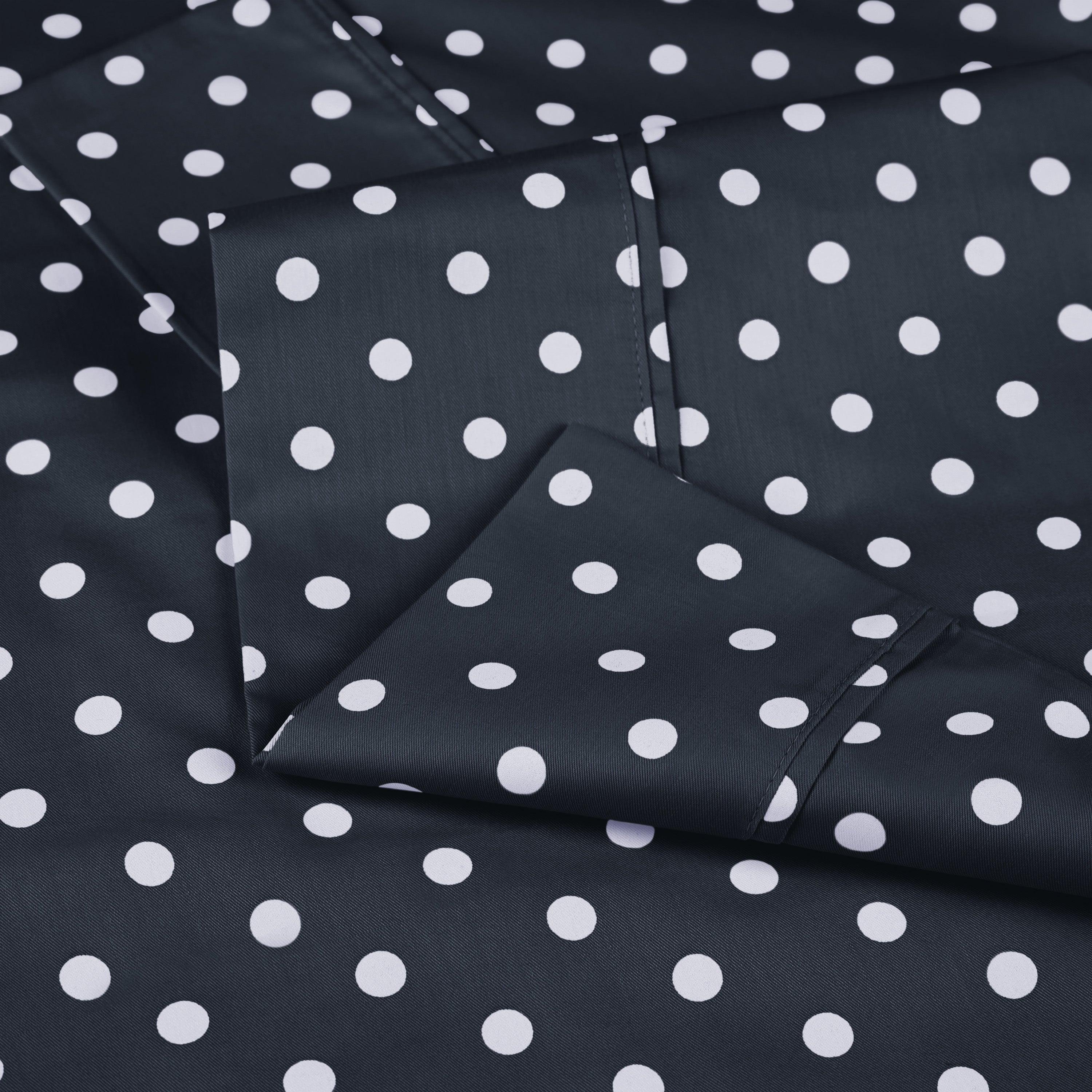 Polka Dot 600 Thread Count Cotton Blend Deep Pocket Sheet Set - Queen Size Bed Sheets for Comfortable Sleep - Perfect for Master Bedroom, Guest Room & Dorm