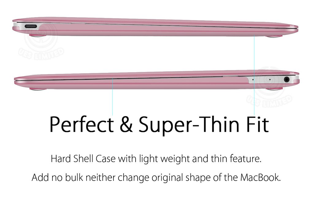 UESWILL Clear Hard Shell Case for MacBook 12-inch Retina Display (A1534) - Pink | Protective Cover | Lightweight & Scratch-Resistant | Perfect for Work, Travel & School