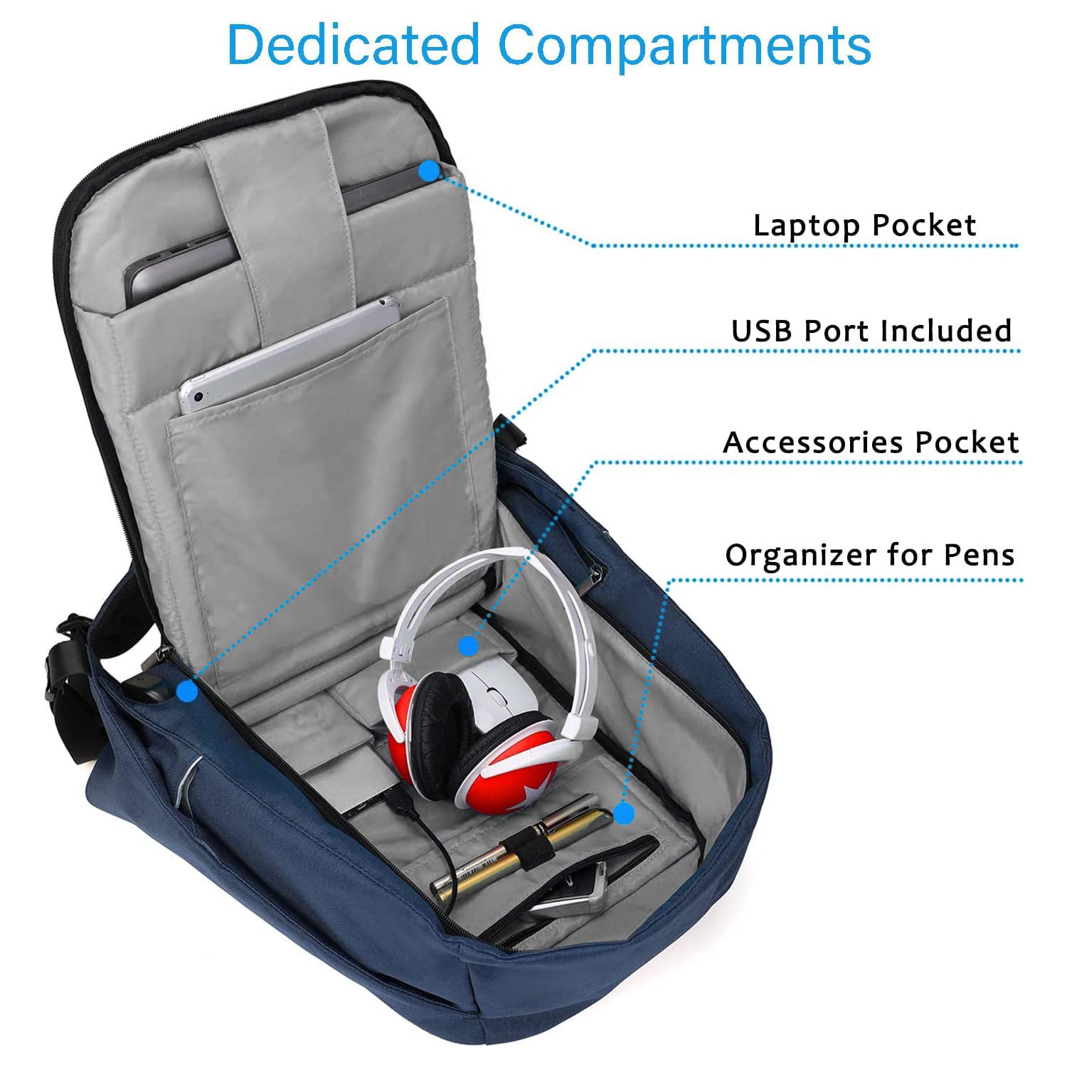 OSCAURT Anti-Theft Backpack 15.6 Inch Laptop Backpack - Waterproof Travel Backpack with Hidden Zipper & USB Charging Port - Business Computer Bag for Men & Women - Perfect for Commuting, Work, School & Travel