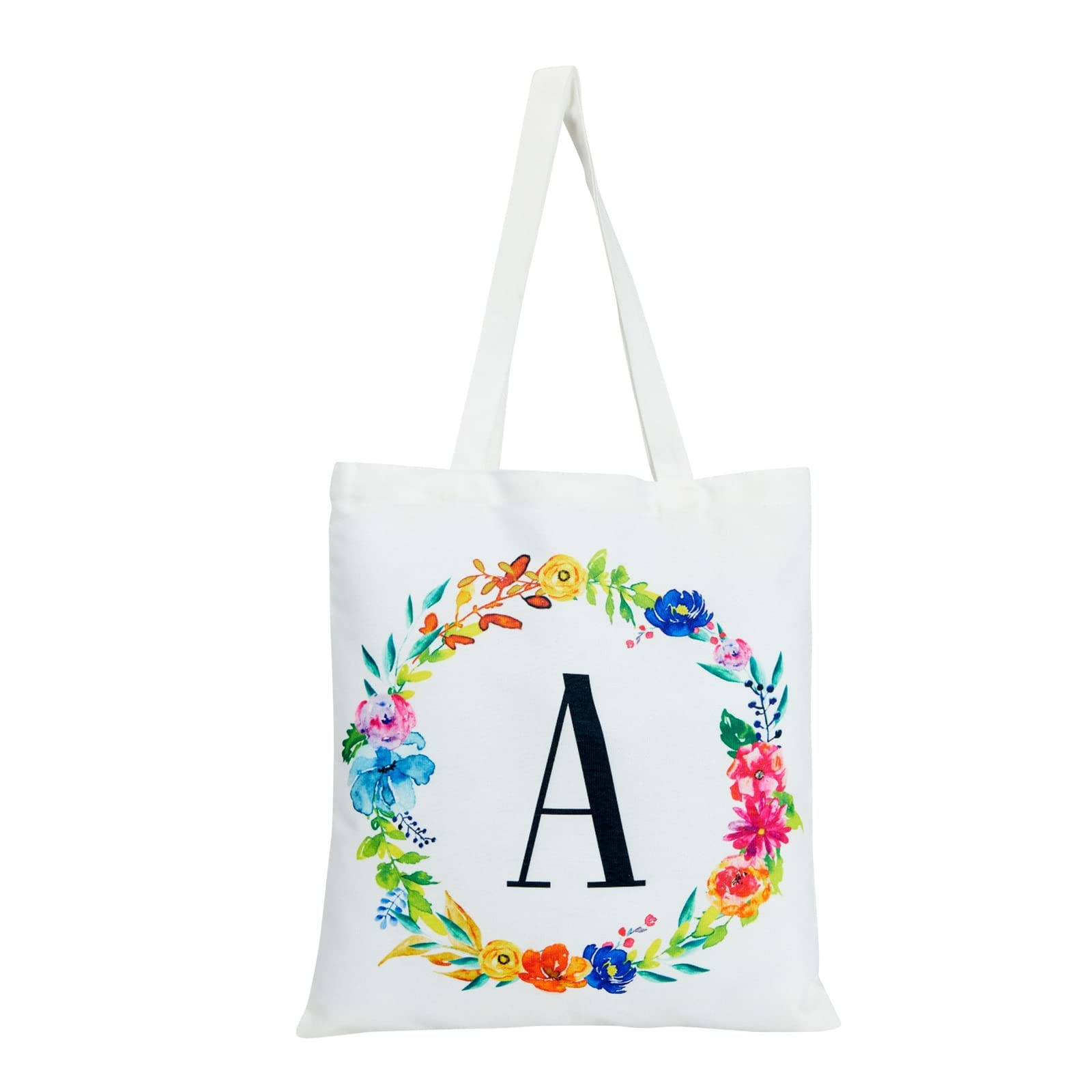 Personalized Monogram Letter Tote Bags for Women - Set of 2 Reusable Floral Design Shopping Bags (29 Inches) - Perfect for Grocery Shopping, Beach Trips & Everyday Use