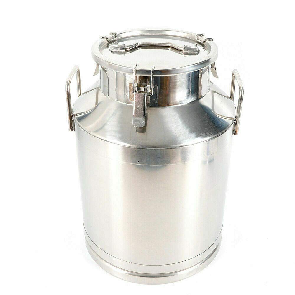 304 Stainless Steel 40L/10.56 Gallon Milk Can with Sealed Lid & Spigot - Food Grade Brewing Bucket for Beer, Wine, Dairy Storage - Perfect for Home Brewing, Farm Use & Commercial Food Processing (Silver)