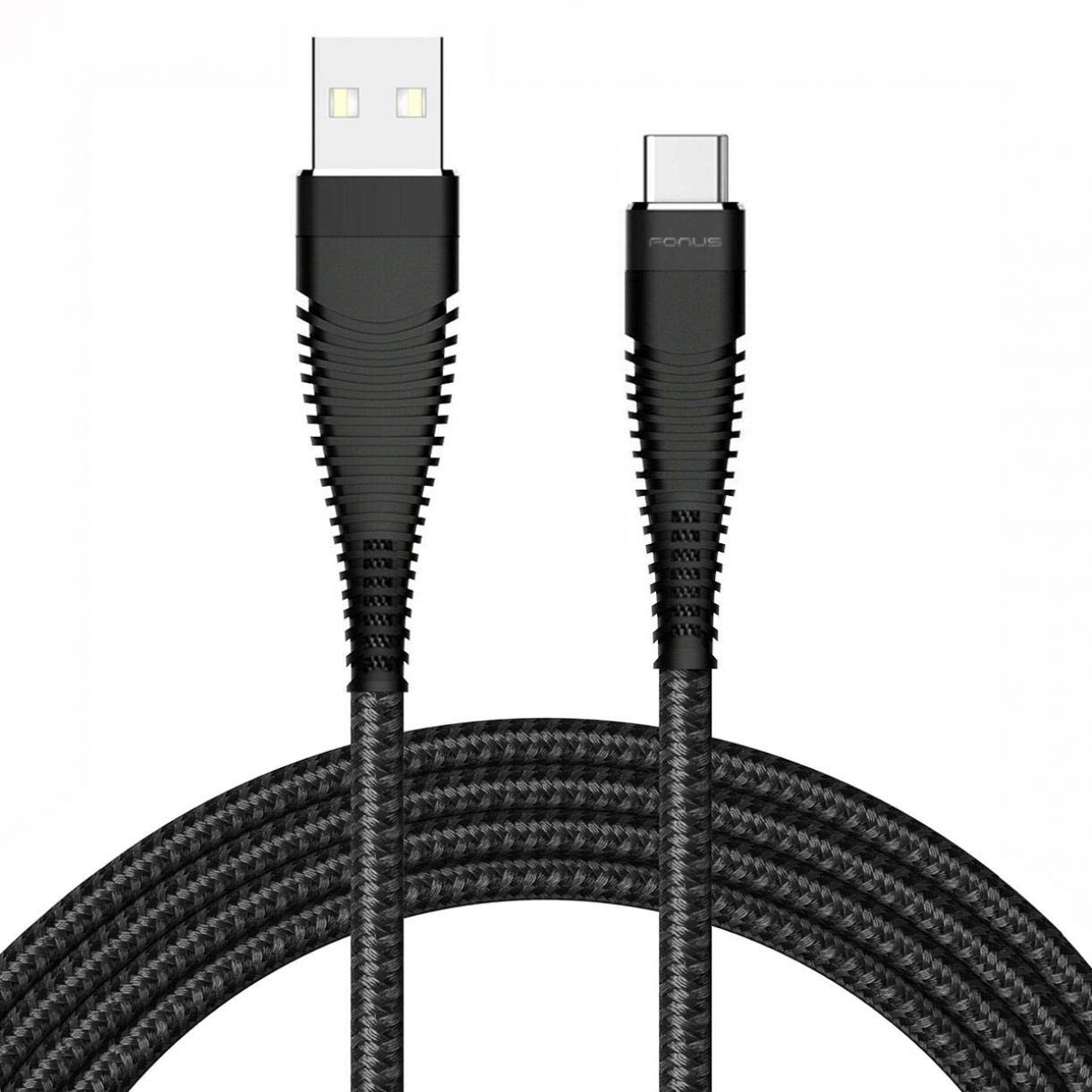 Premium 6FT Braided USB-C Cable Fast Charging Cord - Compatible with TCL 10 5G UW/10 Pro/10L/Signa & More - Durable Nylon Power Wire for Phones/Tablets - Perfect for Home, Office & Travel Use (Black)