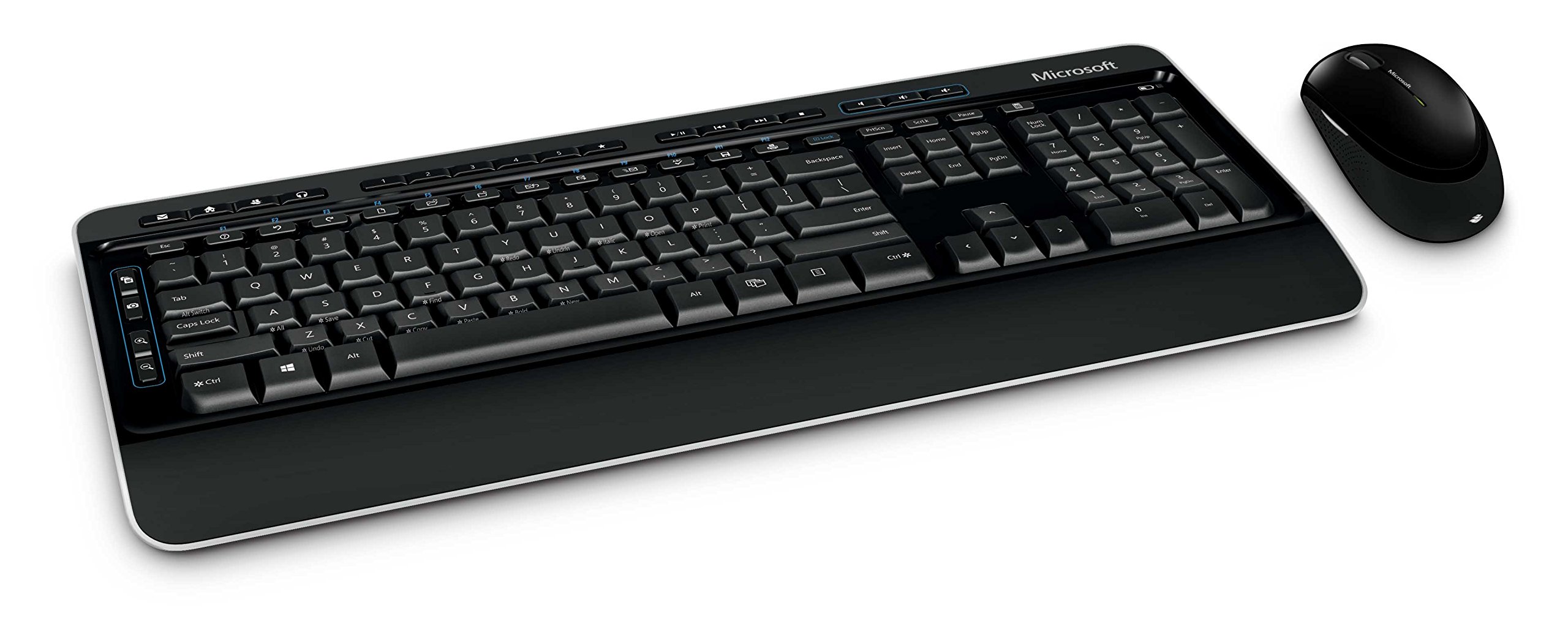 Microsoft Desktop 3000 Wireless Keyboard and Mouse Combo - Ergonomic Full-Size Keyboard with Quiet Click Mouse for PC, Laptop, Office & Home Use