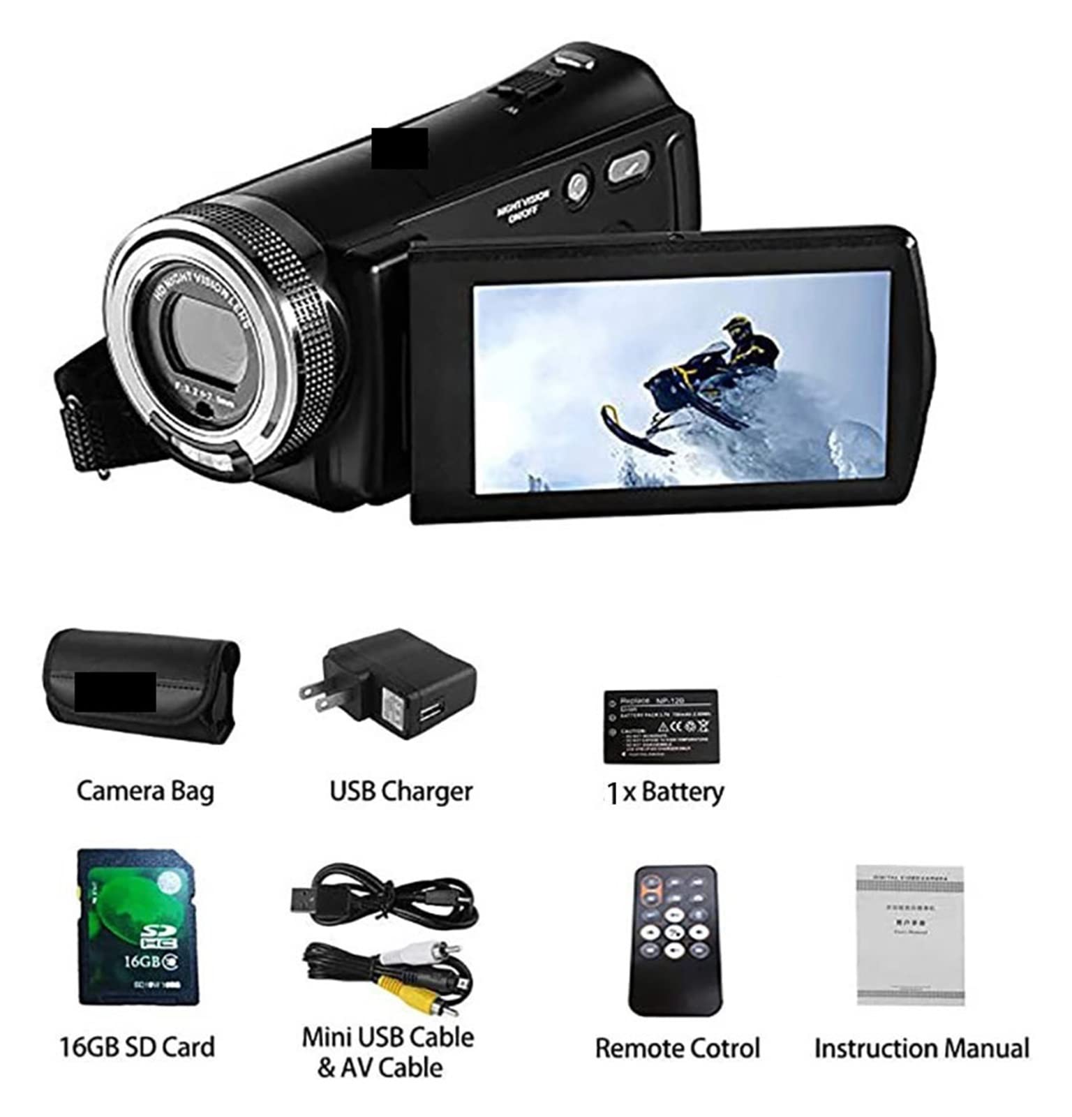 BODORME 1080P Full HD Video Camera with Infrared Night Vision - Digital Camcorder for Vlogging, Home Security, and YouTube Video Shooting - Perfect for Bloggers, Travel, and Indoor/Outdoor Recording