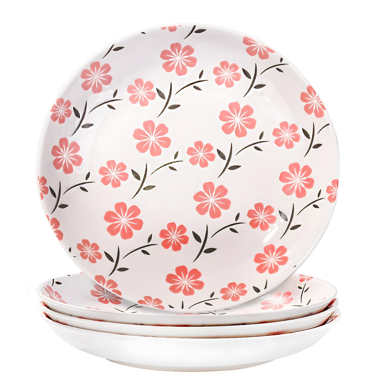 Premium Japanese Ceramic Dinner Plates Set of 4 - Elegant Porcelain Plates for Serving Pasta, Snacks, Chicken Wings - Dishwasher Safe White Tableware - Perfect for Family Dinners, Parties & Restaurant Use