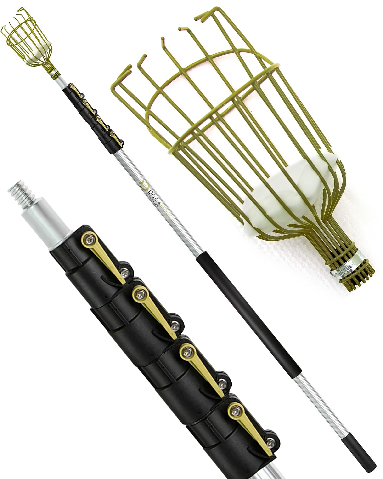 DOCA 6-24 Ft Adjustable Extension Pole - Multi-Purpose Gardening Tool for Tree Trimming, Fruit Picking, Roof Raking & Outdoor Cleaning - Lightweight Aluminum Telescopic Pole for Home Garden, Yard & Farm Use
