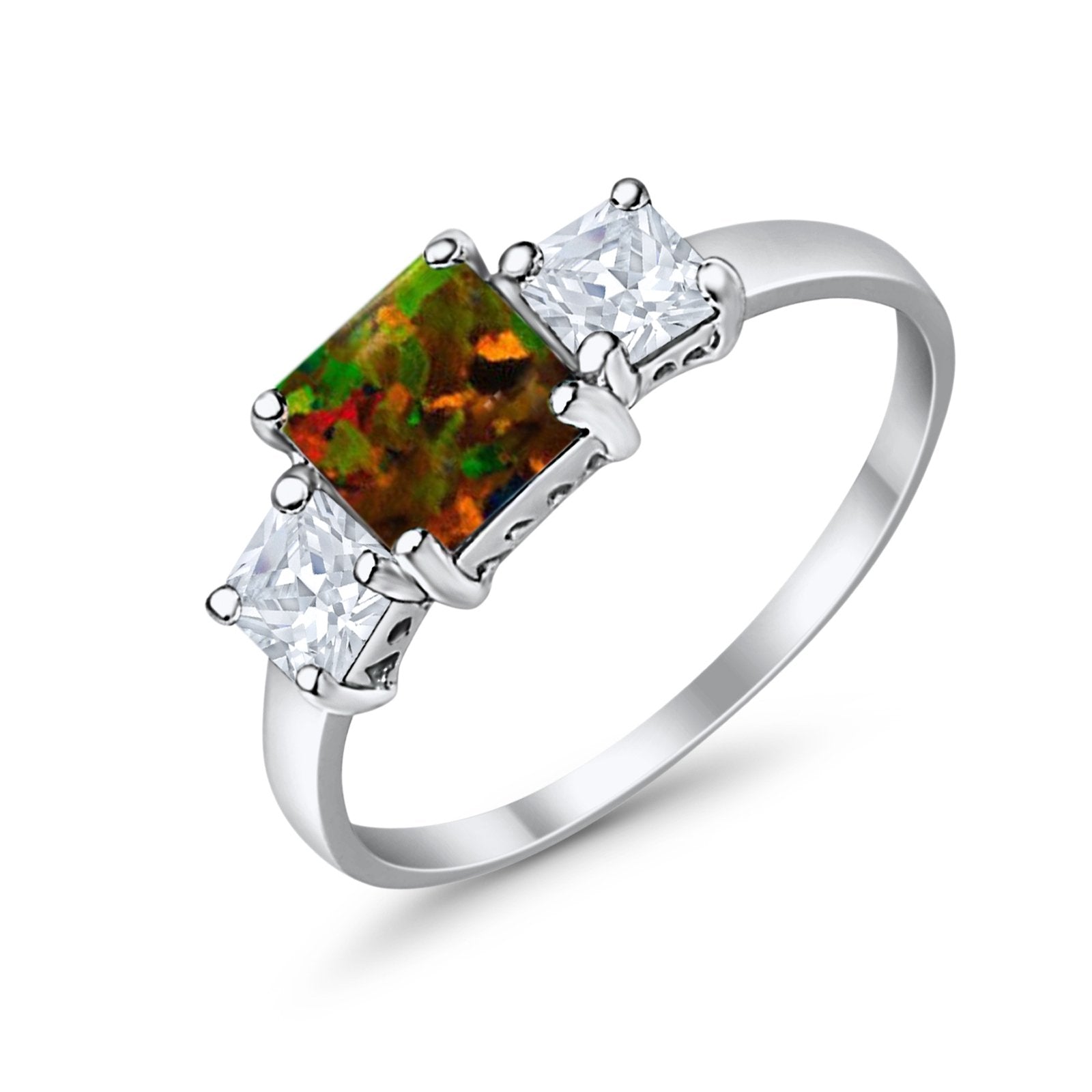 3 Stone Princess Cut Cubic Zirconia Ring - 925 Sterling Silver Fashion Jewelry for Women - Perfect for Weddings, Anniversaries & Special Occasions