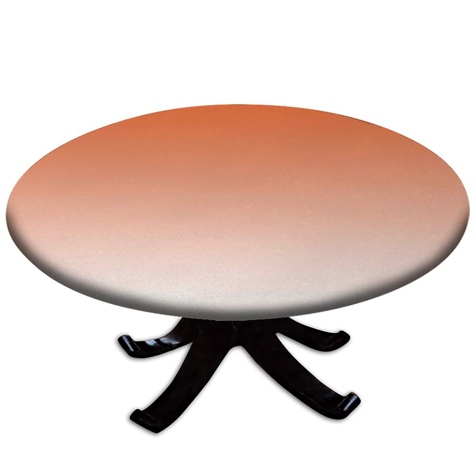 SongYi Ombre Fitted Round Tablecloth - Elastic Edge Waterproof Table Cover for 52 Inch Tables | Washable & Wipeable Fabric for Indoor/Outdoor Use - Perfect for Parties, Dining, and Outdoor Gatherings (Sandy Brown)