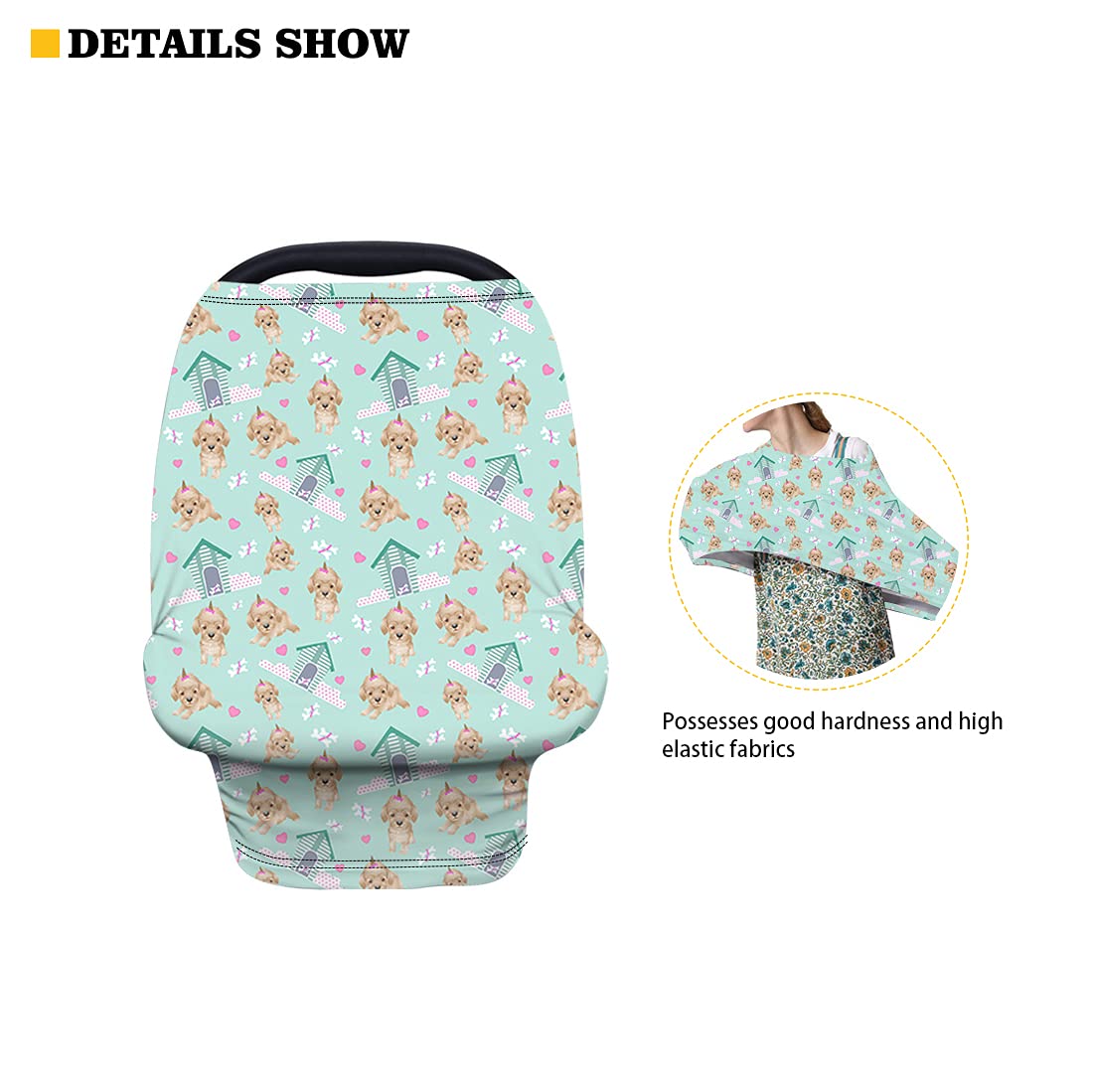 Jeiento Stretchy Baby Car Seat Cover - Breathable Nursing Cover & Breastfeeding Scarf - Infant Car Canopy & Shopping Cart Protector - Soft Elastic Blue - Perfect for Travel, Shopping and Nursing in Public