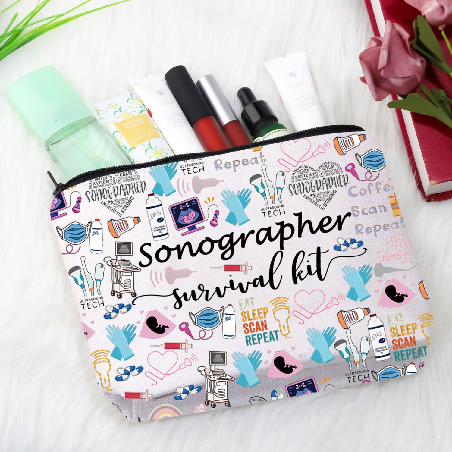 GJTIM Sonographer Survival Kit - Perfect Gift for Ultrasound Techs & Radiologists - Durable Zipper Pouch & Makeup Bag (2-Piece Set) - Ideal for Medical Professionals, Clinical Use & Travel Essentials