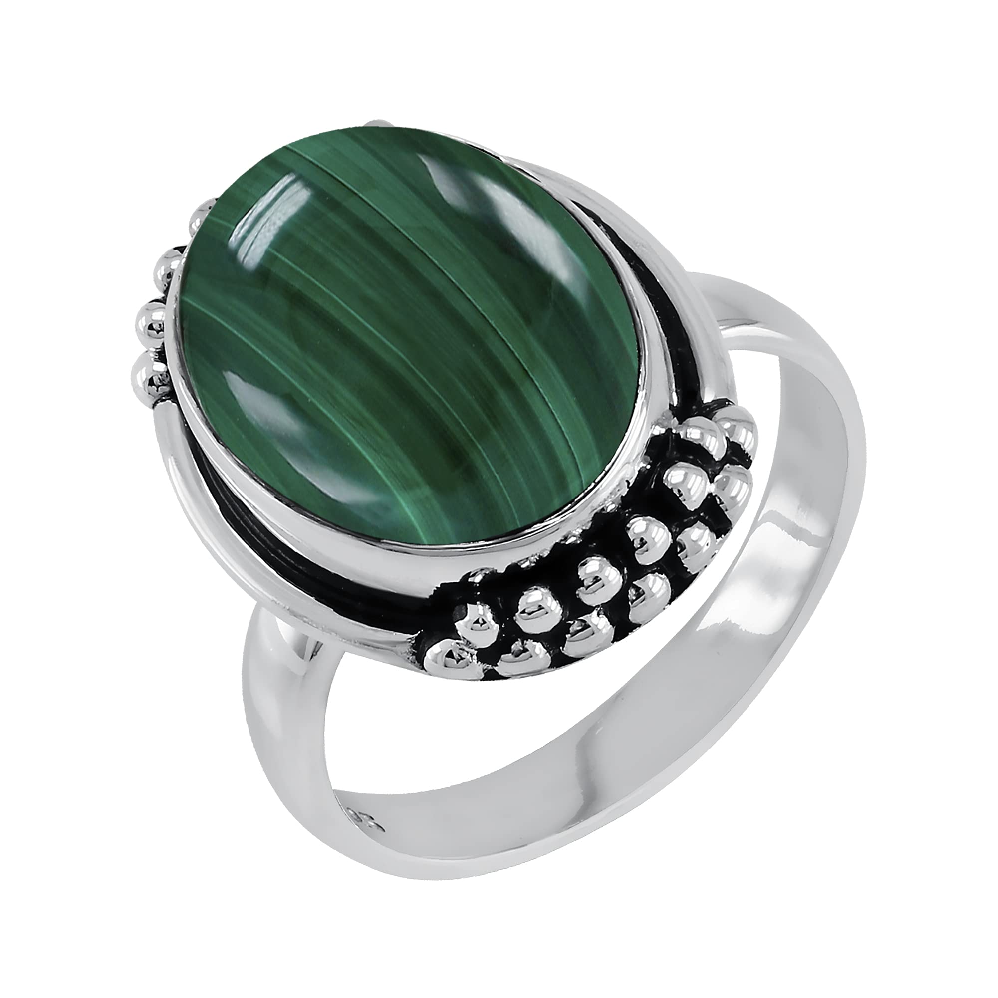 TISHAVI Sterling Silver 7.90Ct Oval Natural Gemstone Birthstone Ring for Women - Perfect Mother's Day, Birthday & Anniversary Gift for Mom, Wife - Elegant Jewelry for Special Occasions & Everyday Wear